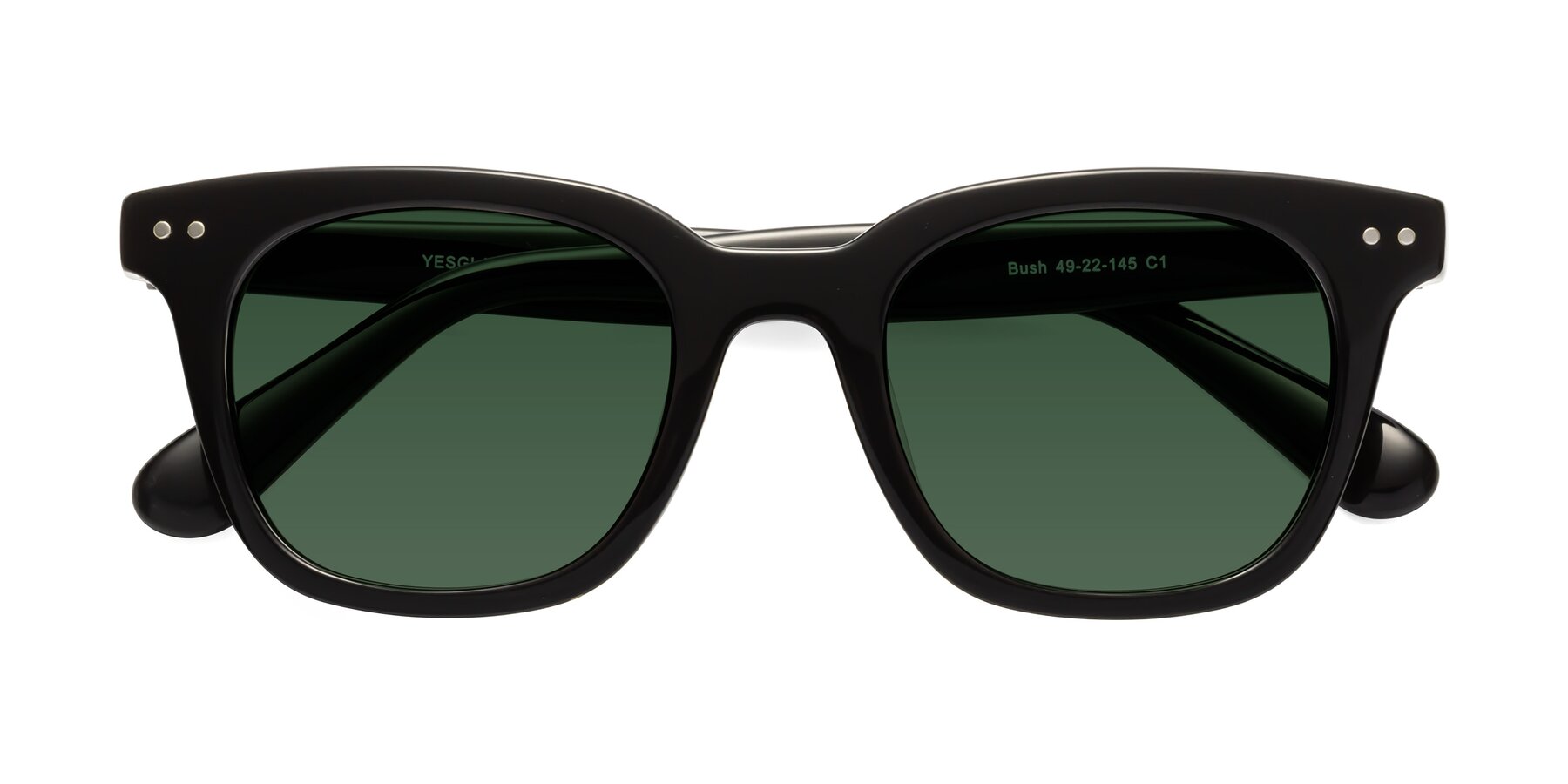 Folded Front of Bush in Black with Green Tinted Lenses