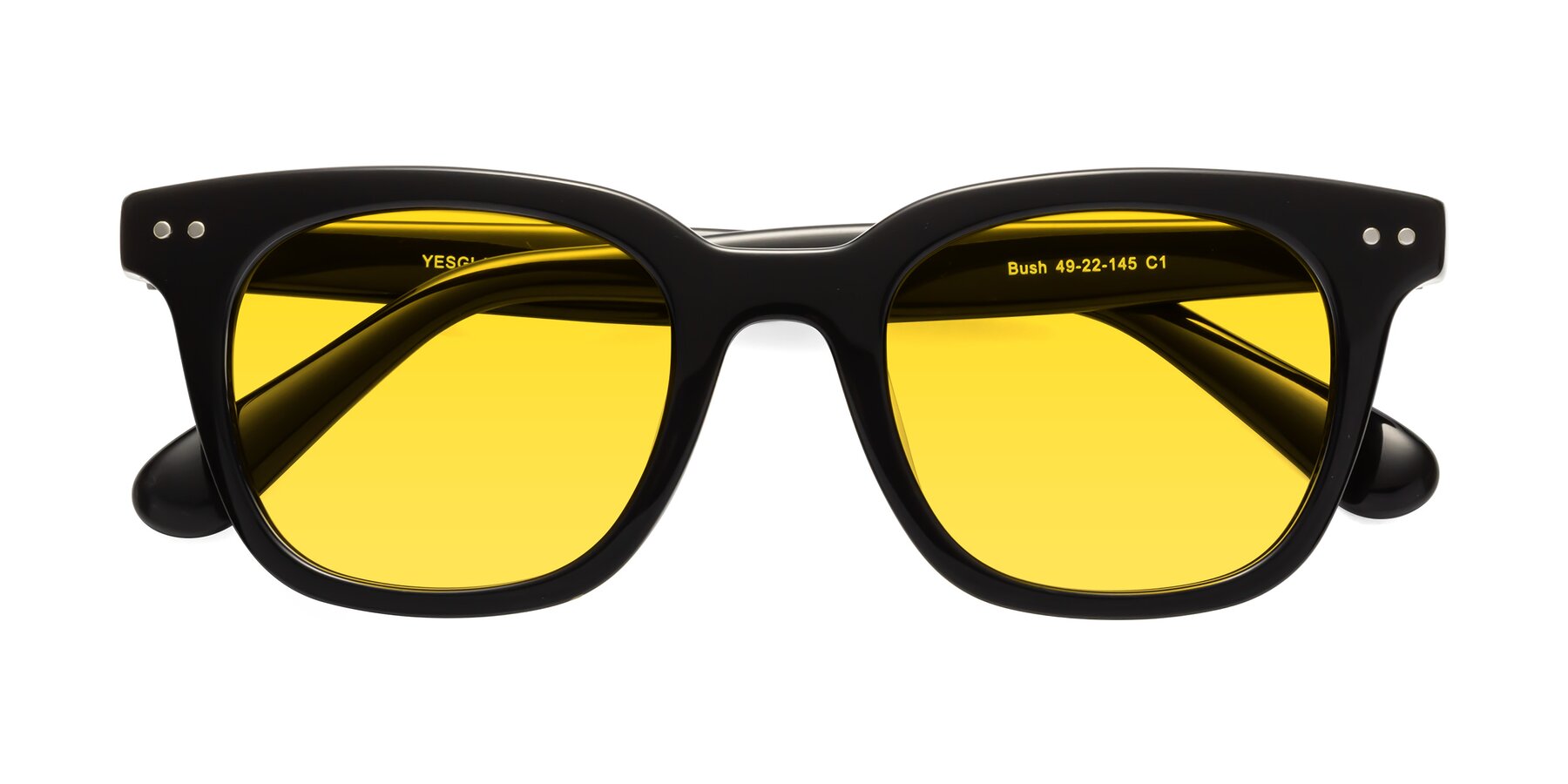 Folded Front of Bush in Black with Yellow Tinted Lenses