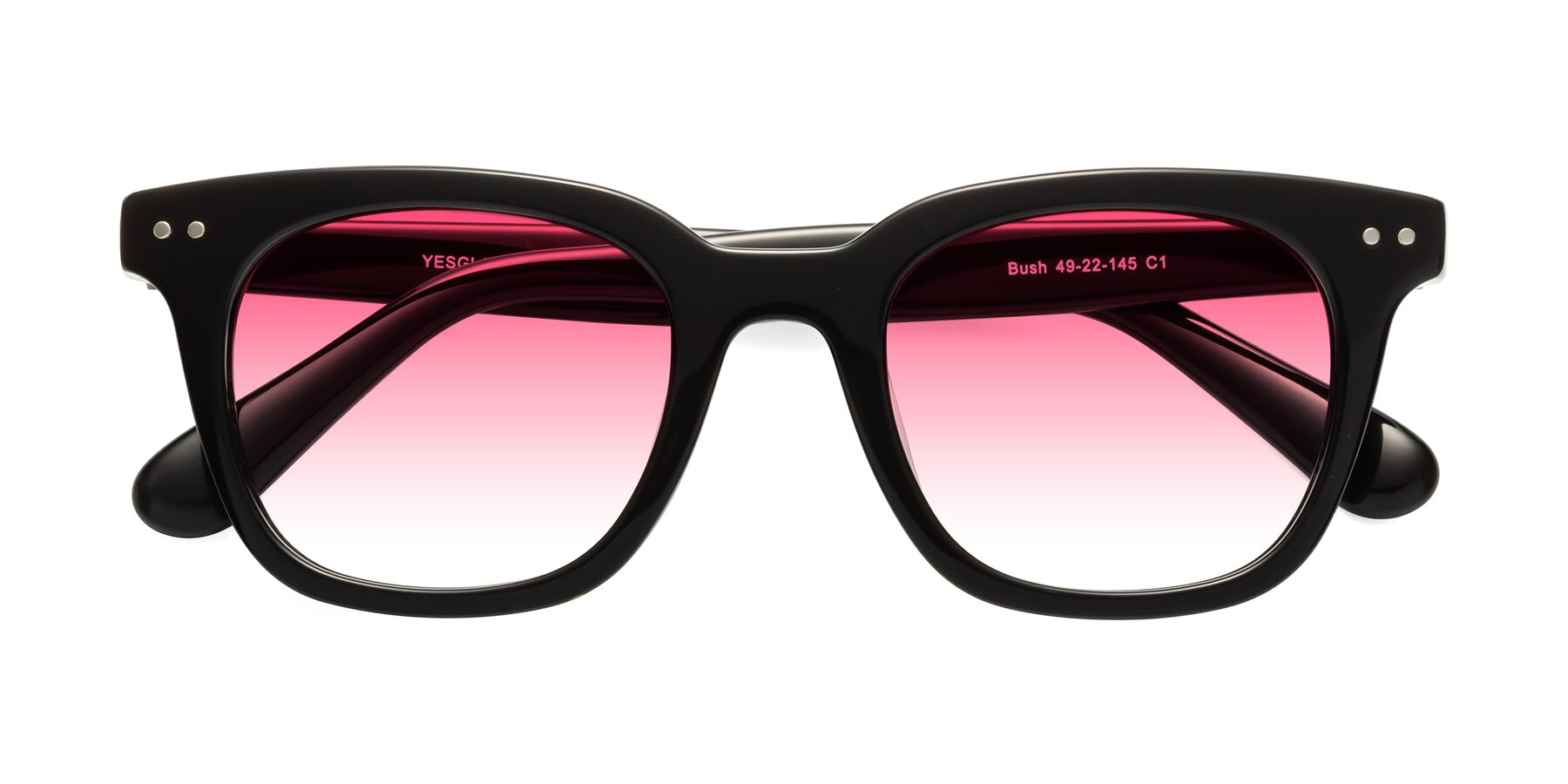 Folded Front of Bush in Black with Pink Gradient Lenses
