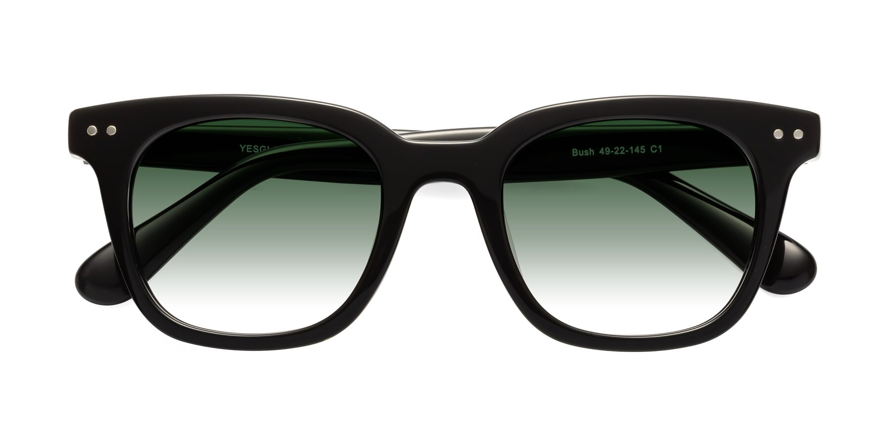 Folded Front of Bush in Black with Green Gradient Lenses
