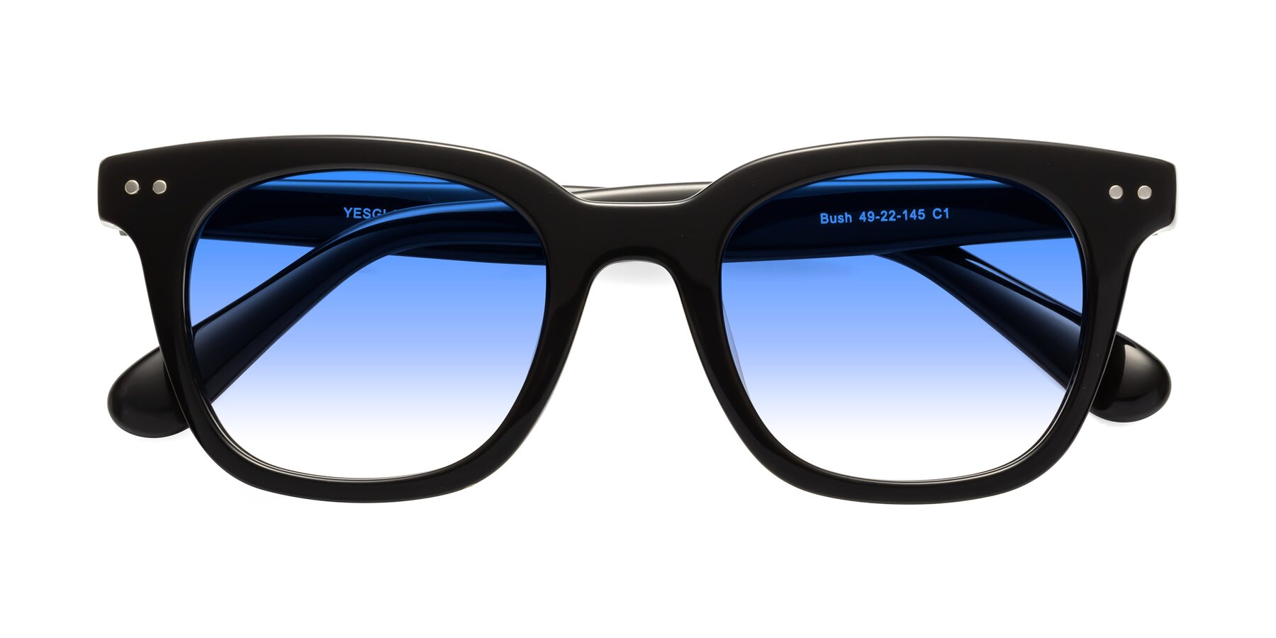 Folded Front of Bush in Black with Blue Gradient Lenses