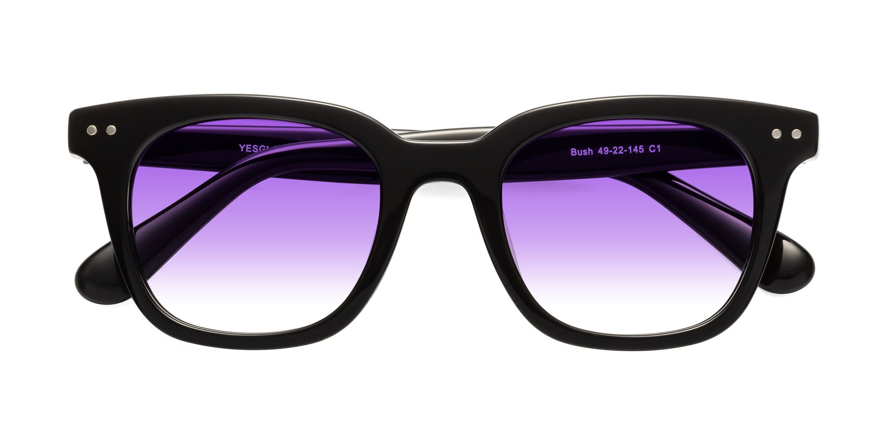 Folded Front of Bush in Black with Purple Gradient Lenses