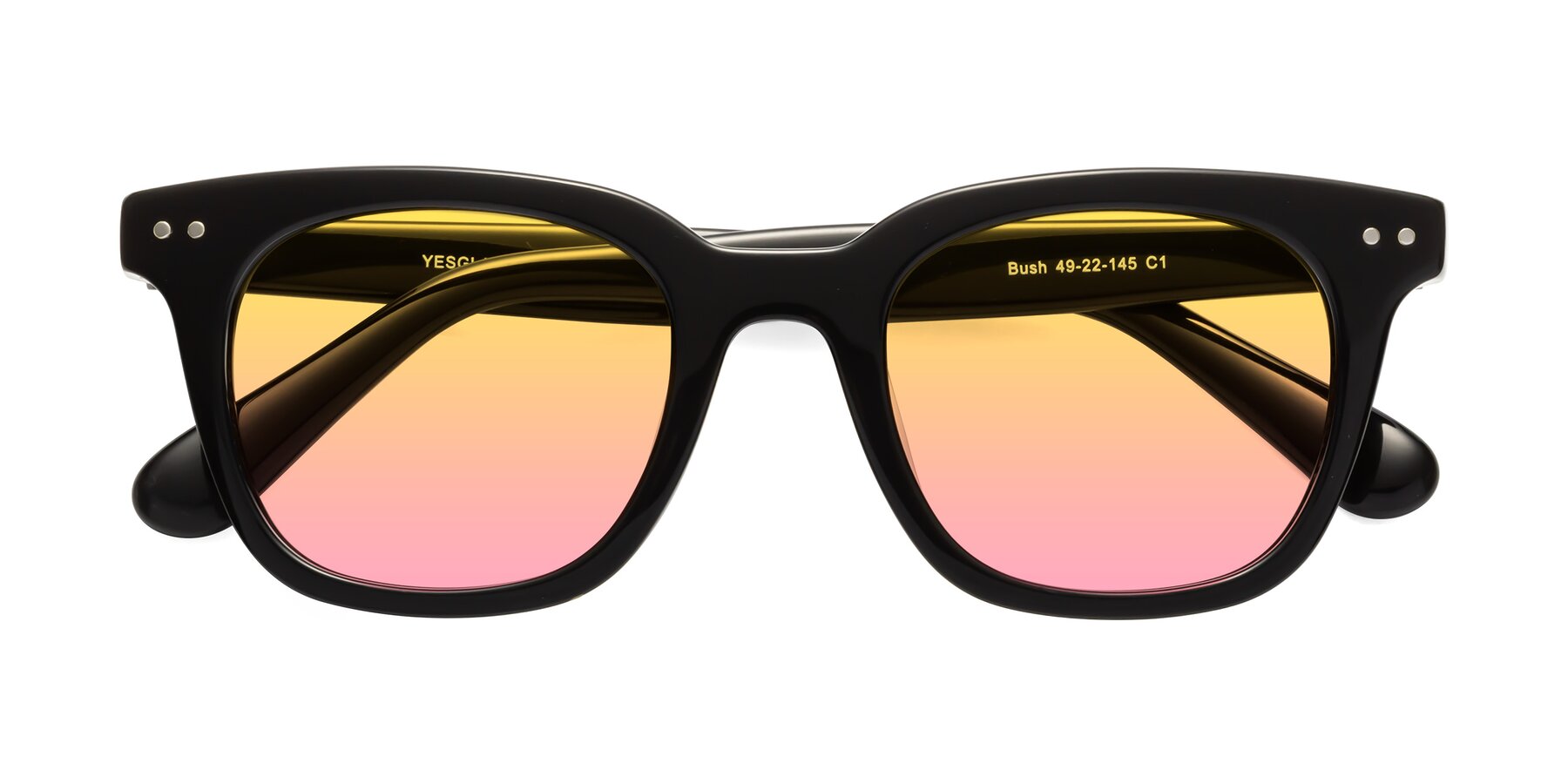 Folded Front of Bush in Black with Yellow / Pink Gradient Lenses