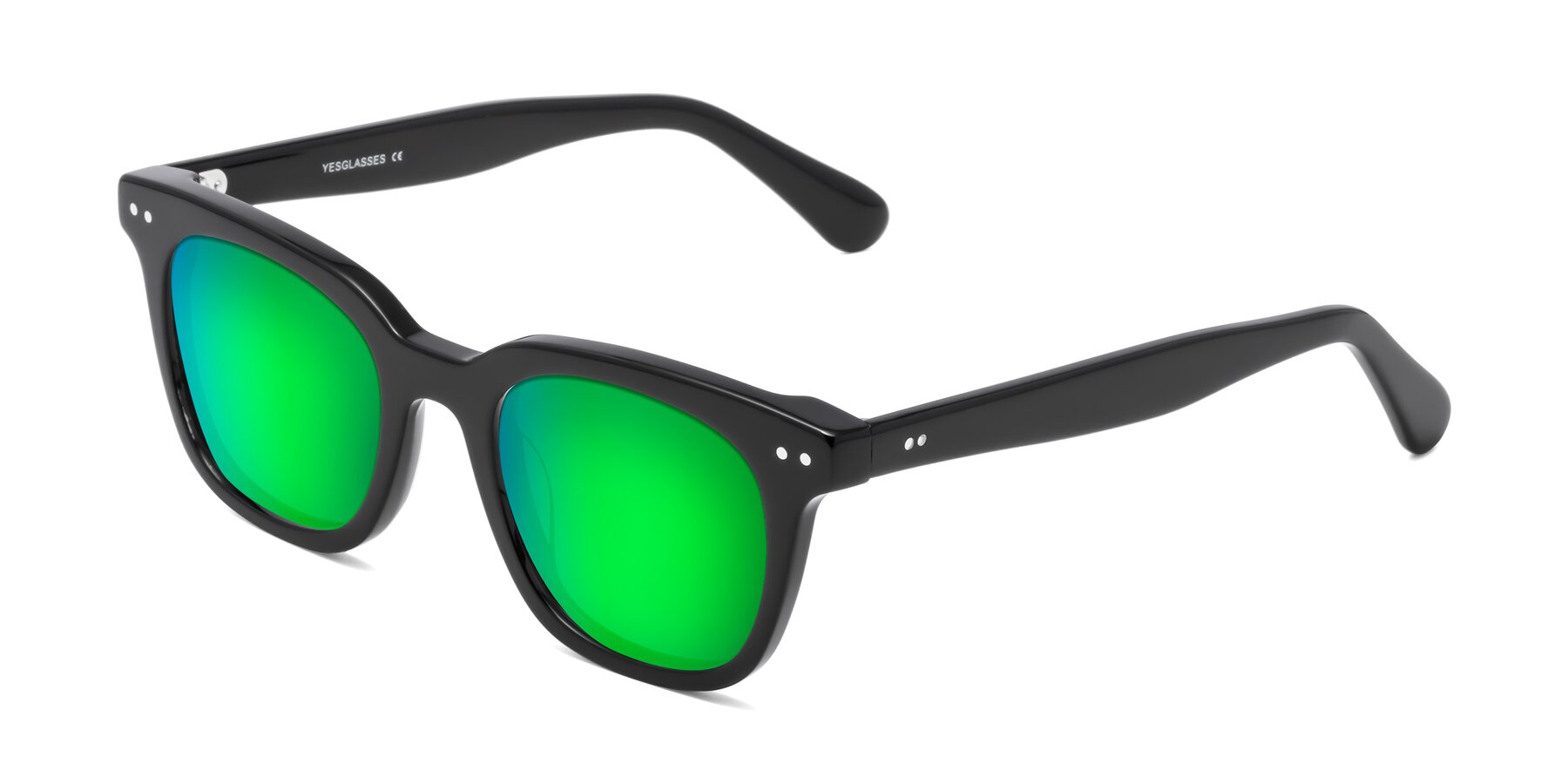 Angle of Bush in Black with Green Mirrored Lenses