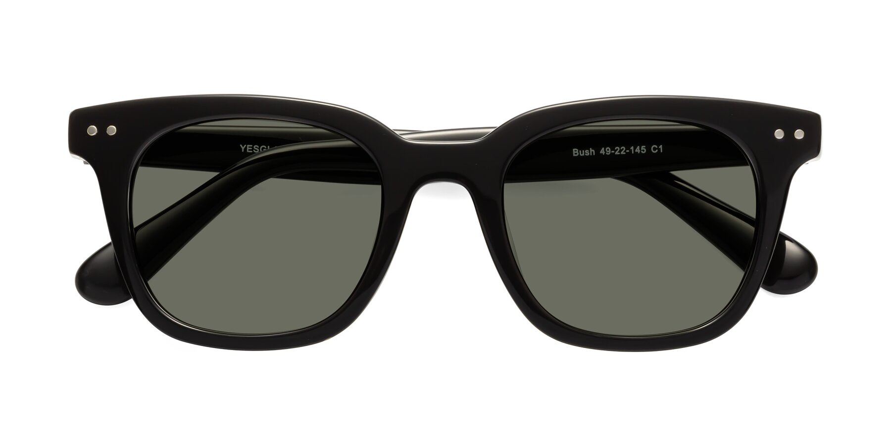 Folded Front of Bush in Black with Gray Polarized Lenses