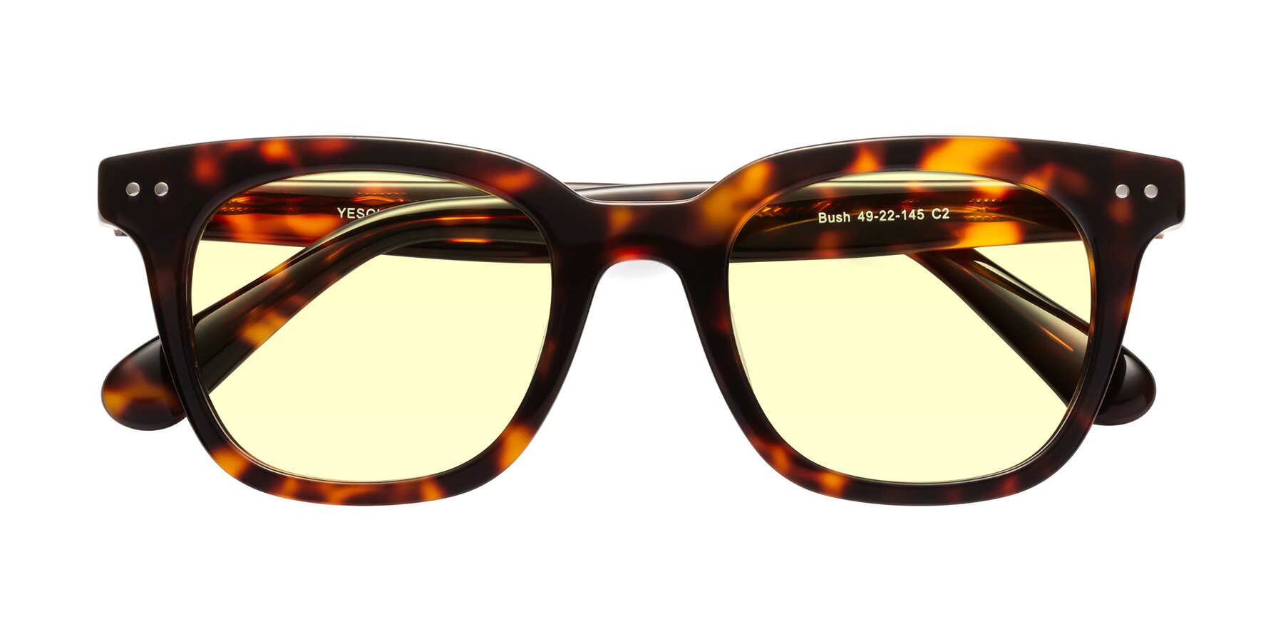Folded Front of Bush in Tortoise with Light Yellow Tinted Lenses