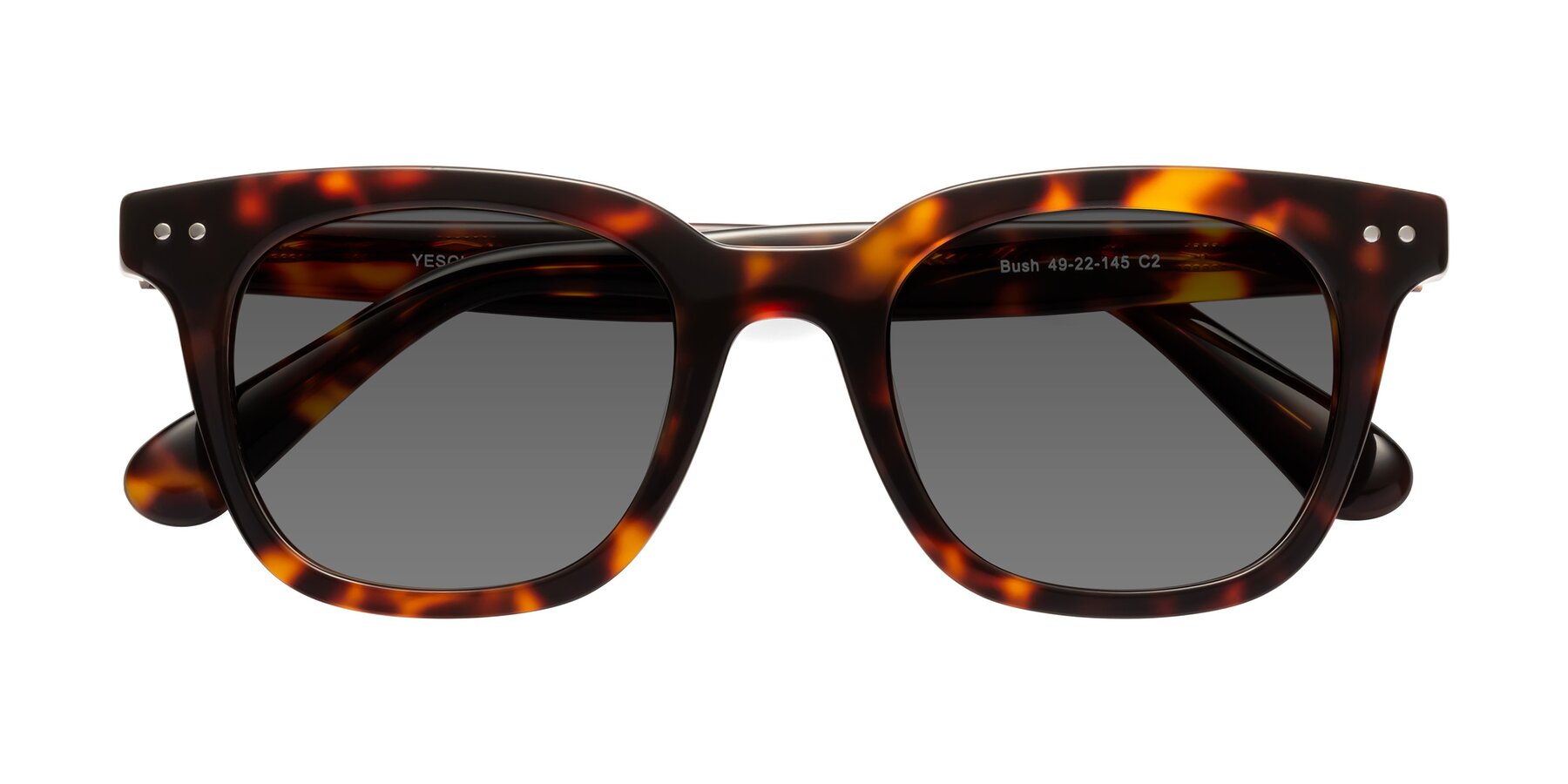 Folded Front of Bush in Tortoise with Medium Gray Tinted Lenses