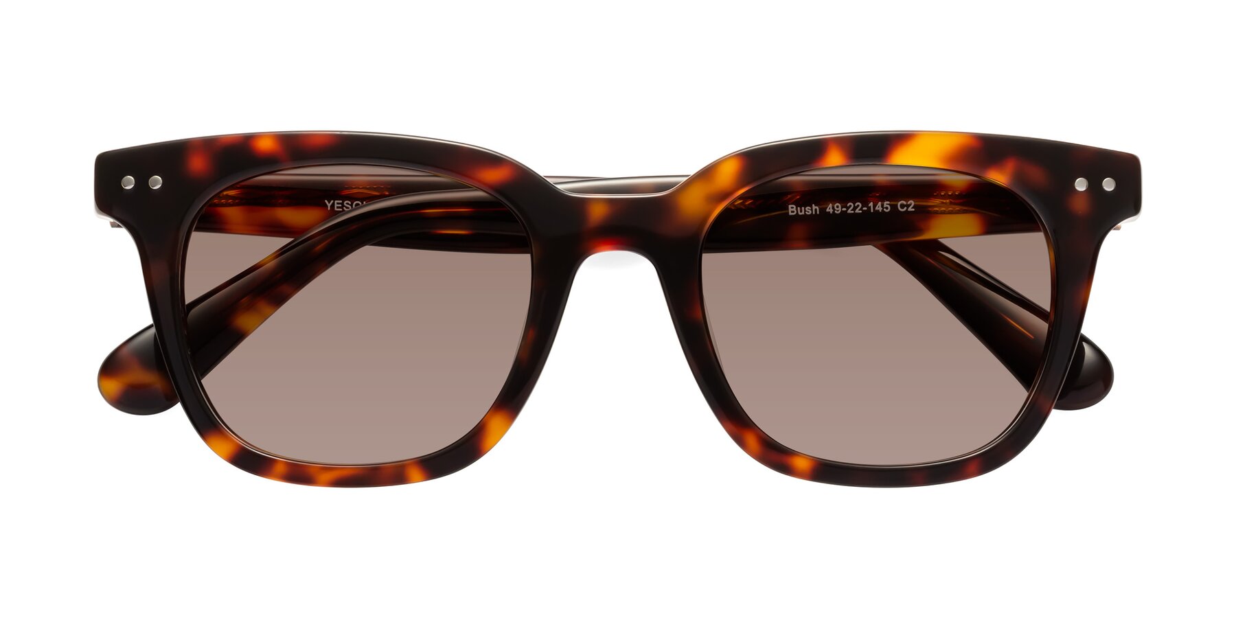 Folded Front of Bush in Tortoise with Medium Brown Tinted Lenses