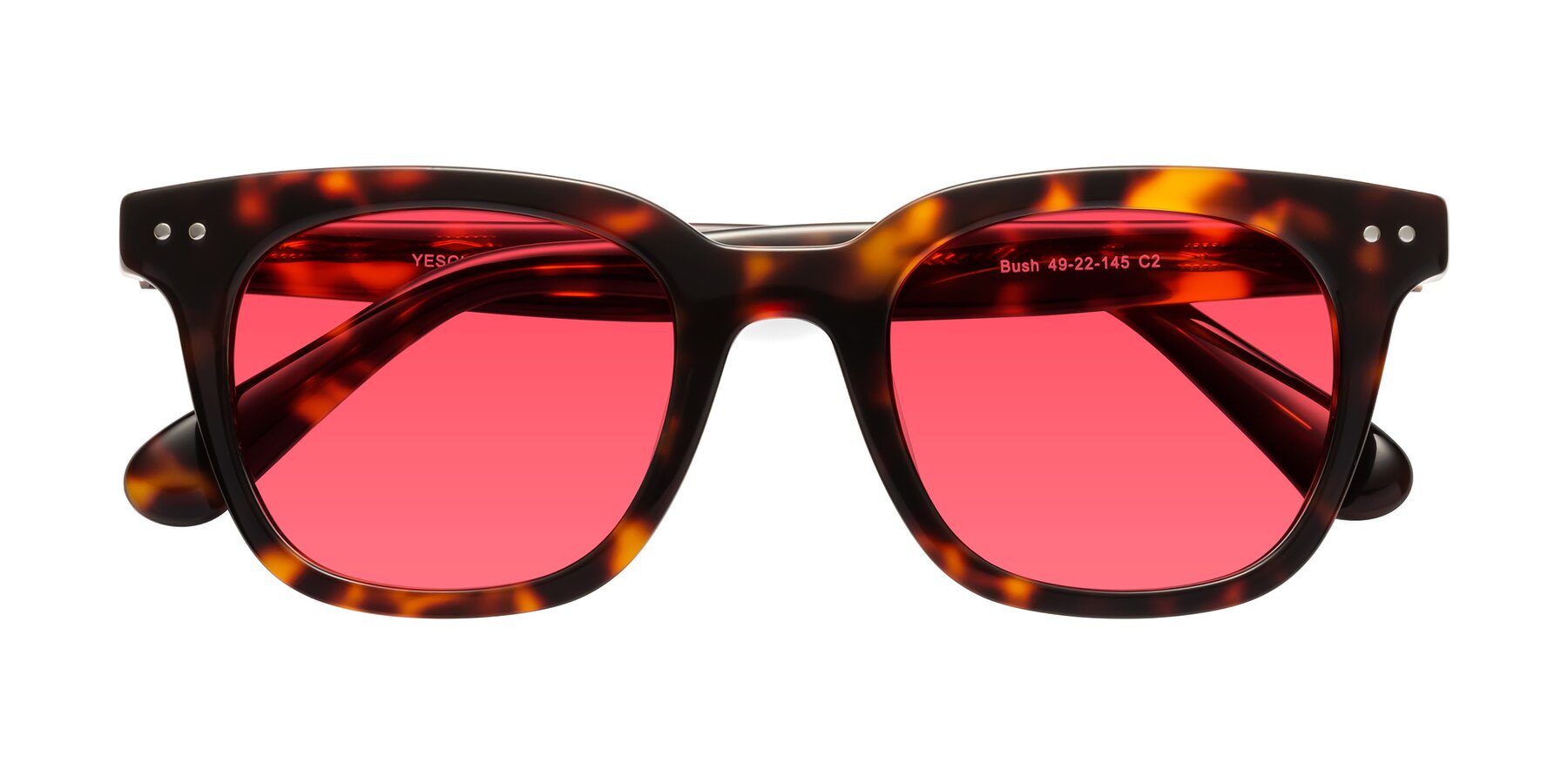 Folded Front of Bush in Tortoise with Red Tinted Lenses