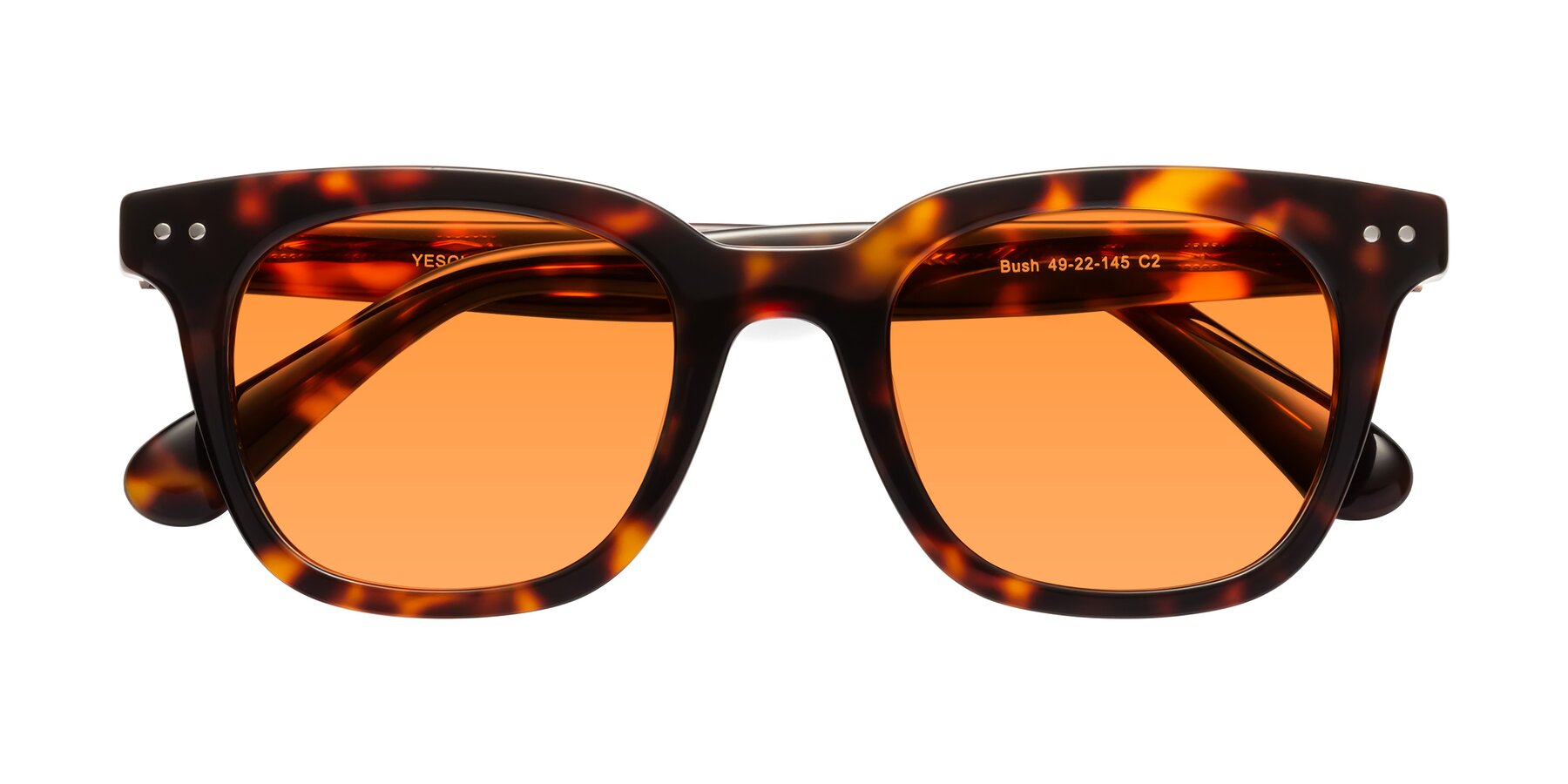 Folded Front of Bush in Tortoise with Orange Tinted Lenses