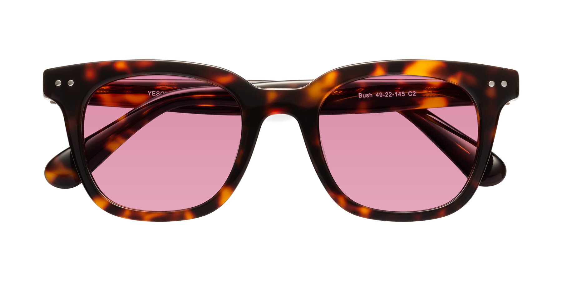 Folded Front of Bush in Tortoise with Medium Wine Tinted Lenses