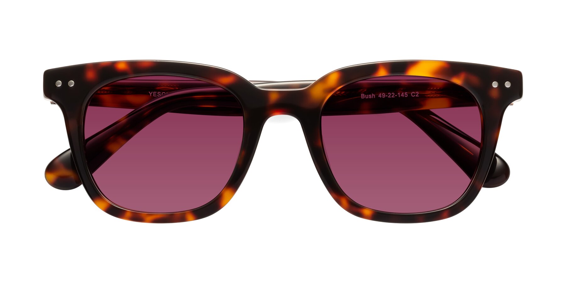 Folded Front of Bush in Tortoise with Wine Tinted Lenses