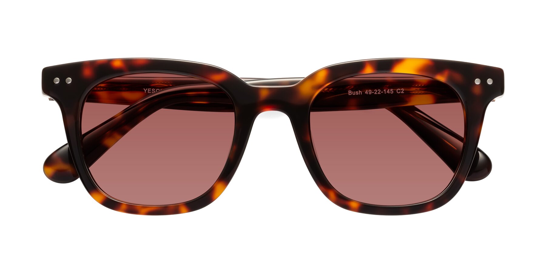 Folded Front of Bush in Tortoise with Garnet Tinted Lenses