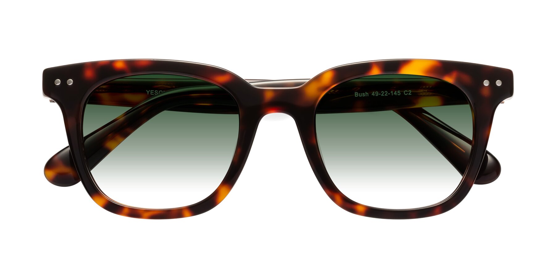 Folded Front of Bush in Tortoise with Green Gradient Lenses