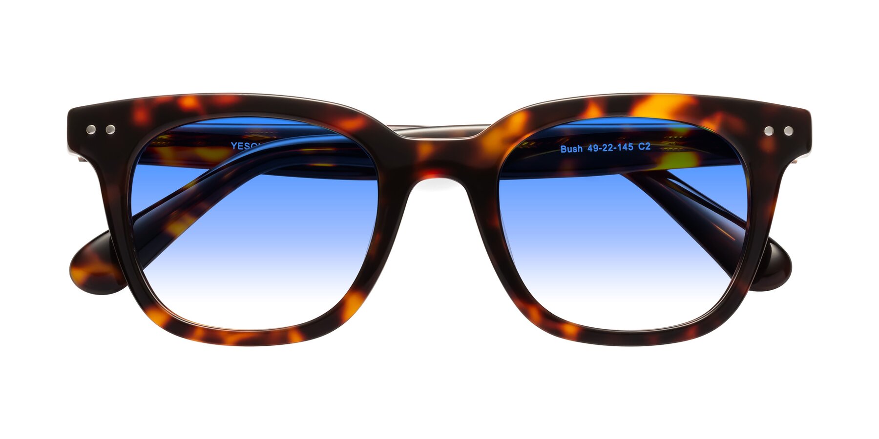 Folded Front of Bush in Tortoise with Blue Gradient Lenses