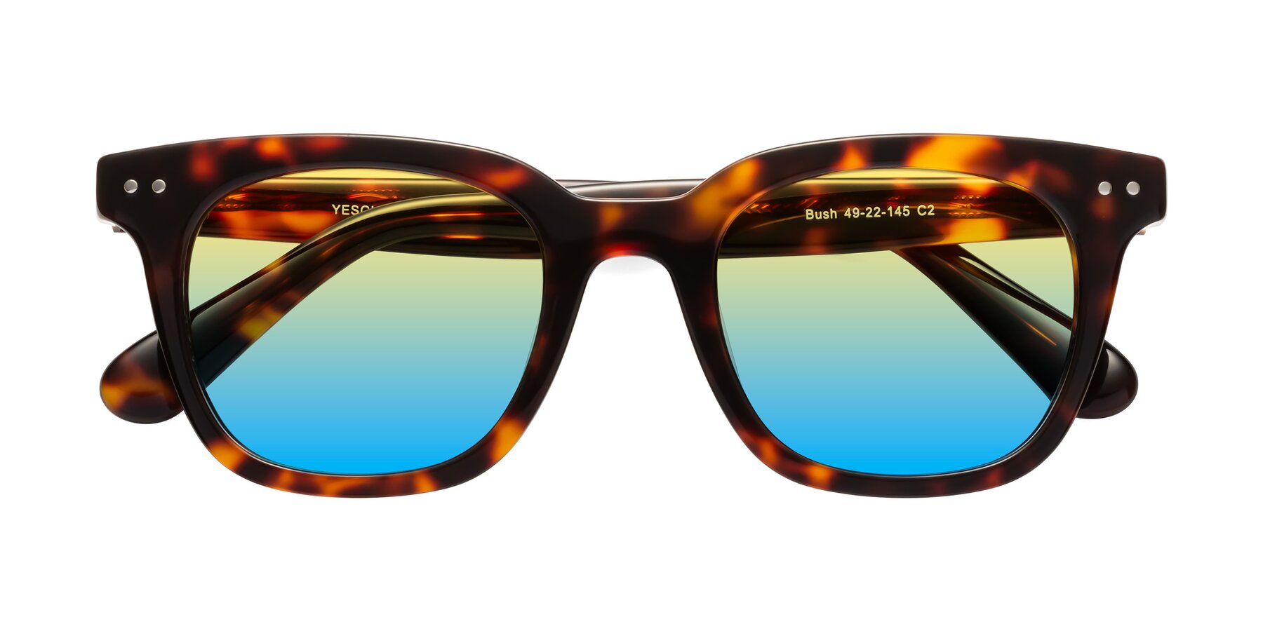 Folded Front of Bush in Tortoise with Yellow / Blue Gradient Lenses