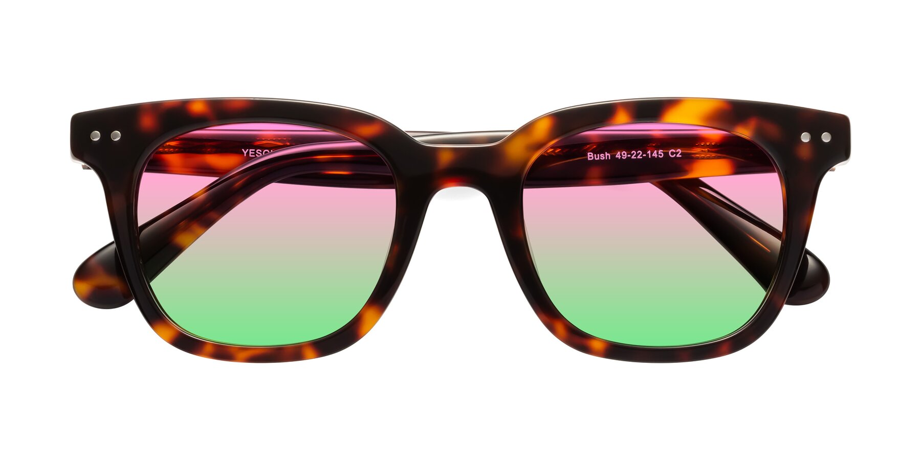 Folded Front of Bush in Tortoise with Pink / Green Gradient Lenses
