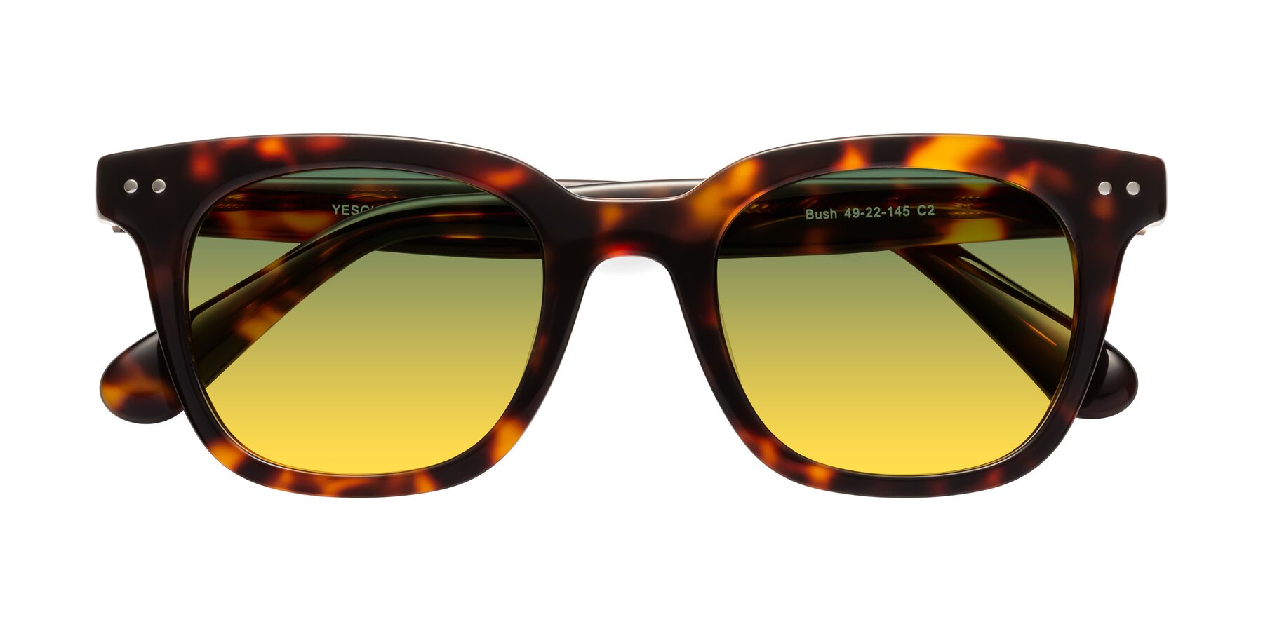Folded Front of Bush in Tortoise with Green / Yellow Gradient Lenses