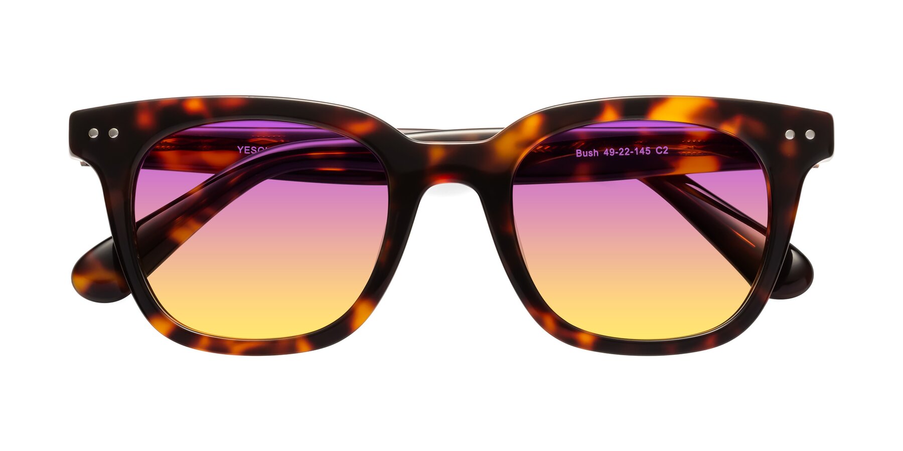 Folded Front of Bush in Tortoise with Purple / Yellow Gradient Lenses