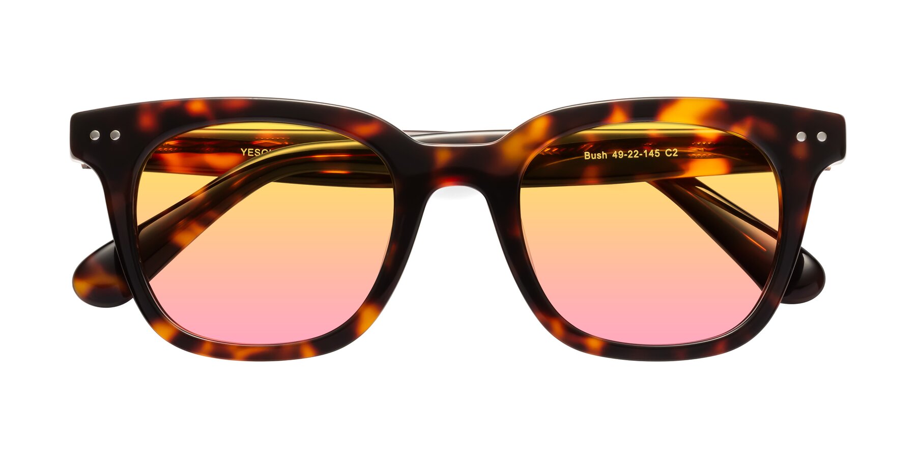 Folded Front of Bush in Tortoise with Yellow / Pink Gradient Lenses