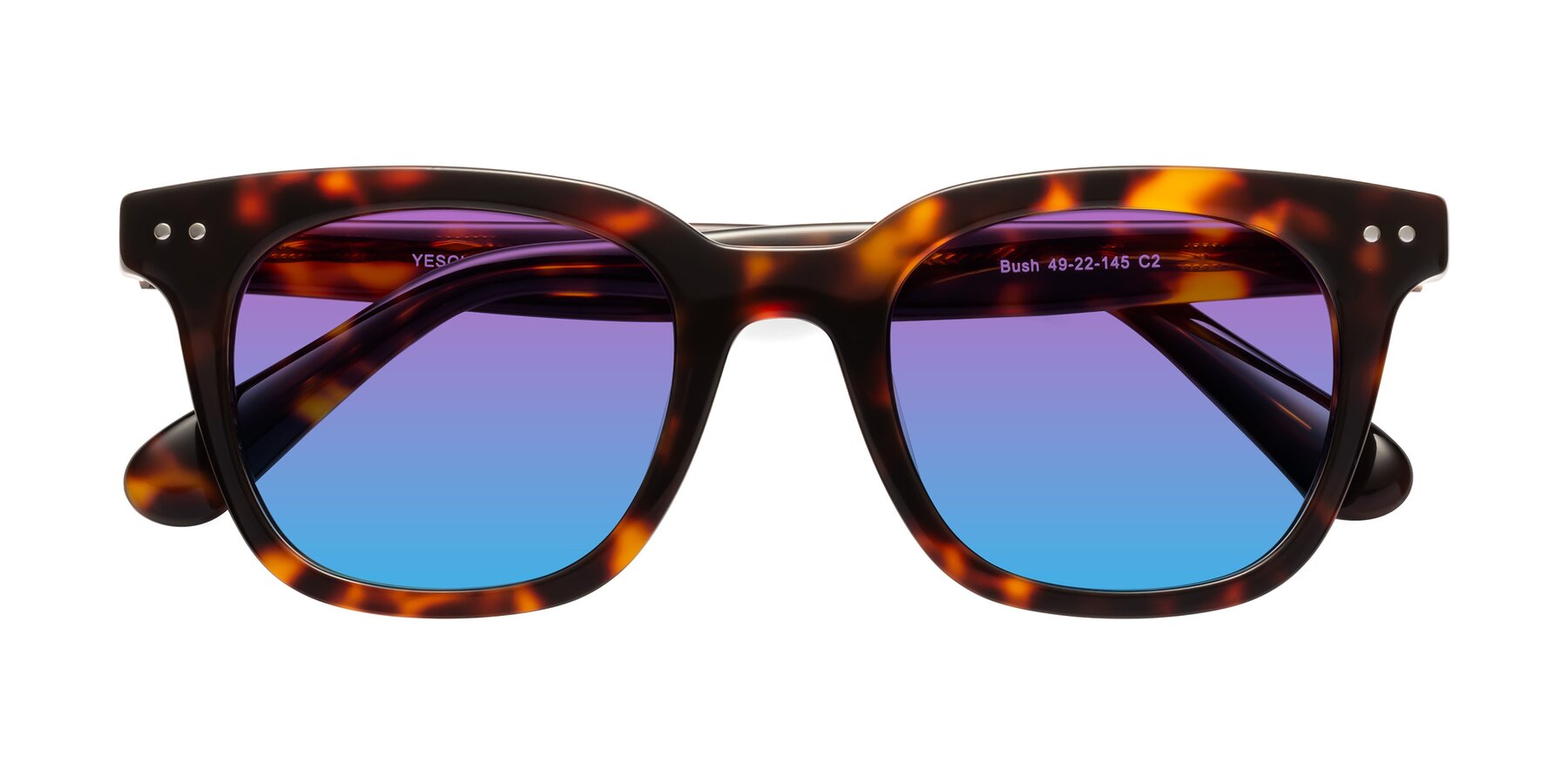 Folded Front of Bush in Tortoise with Purple / Blue Gradient Lenses
