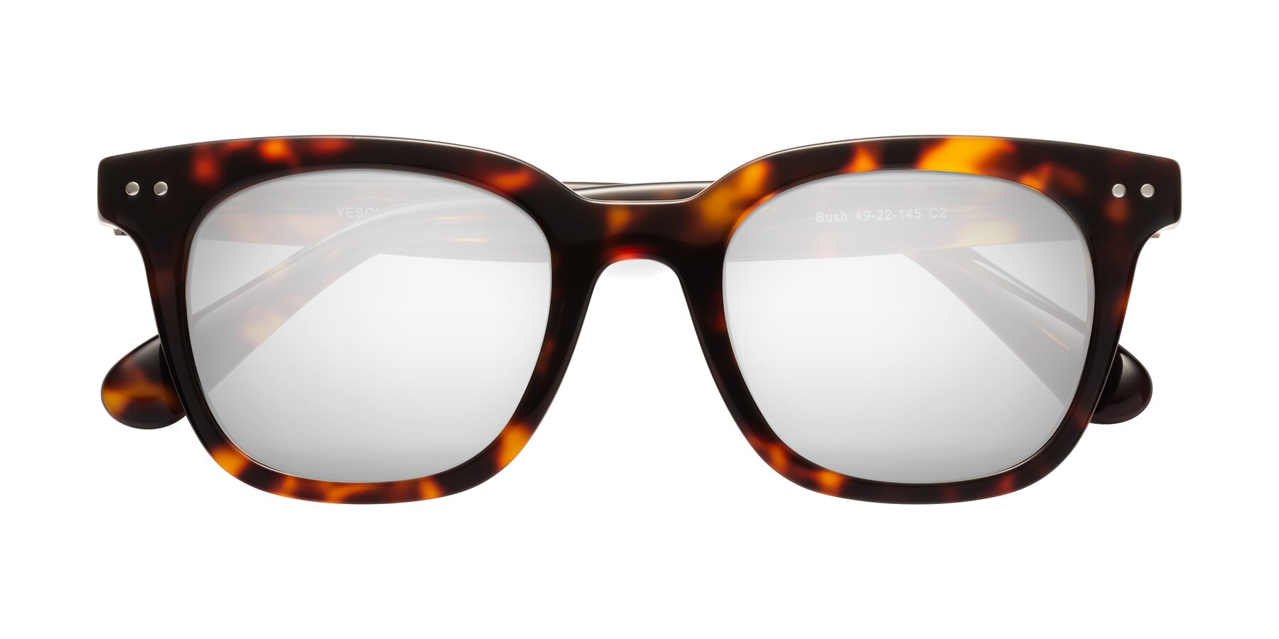 Folded Front of Bush in Tortoise with Silver Mirrored Lenses