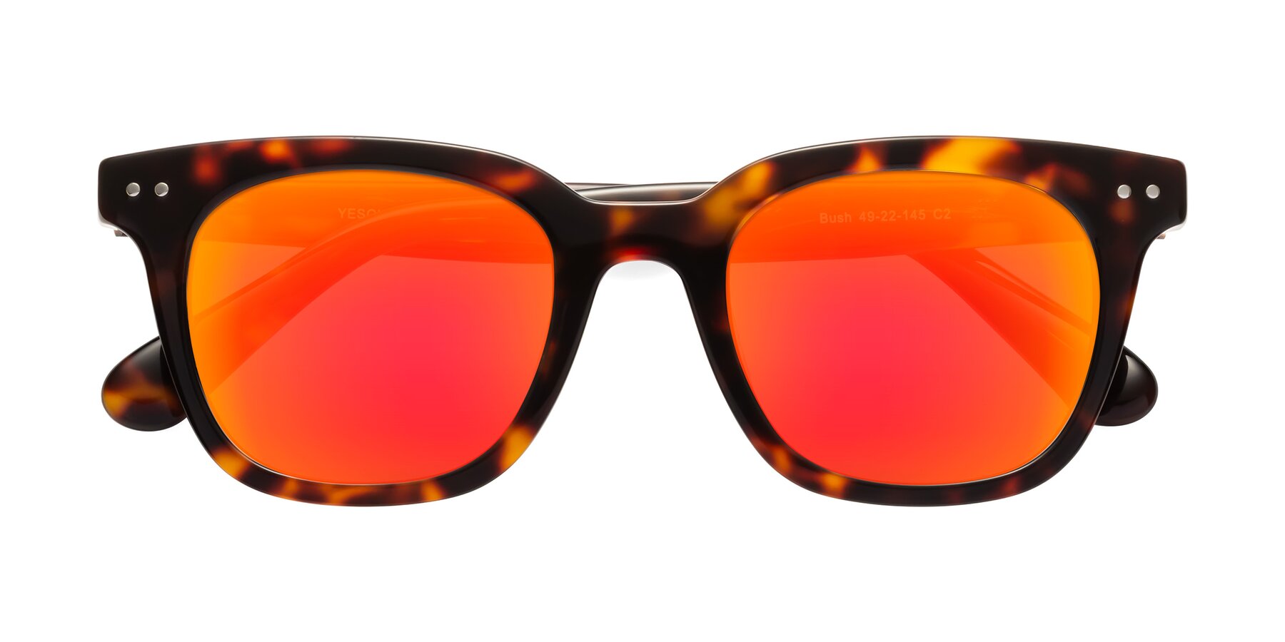 Folded Front of Bush in Tortoise with Red Gold Mirrored Lenses