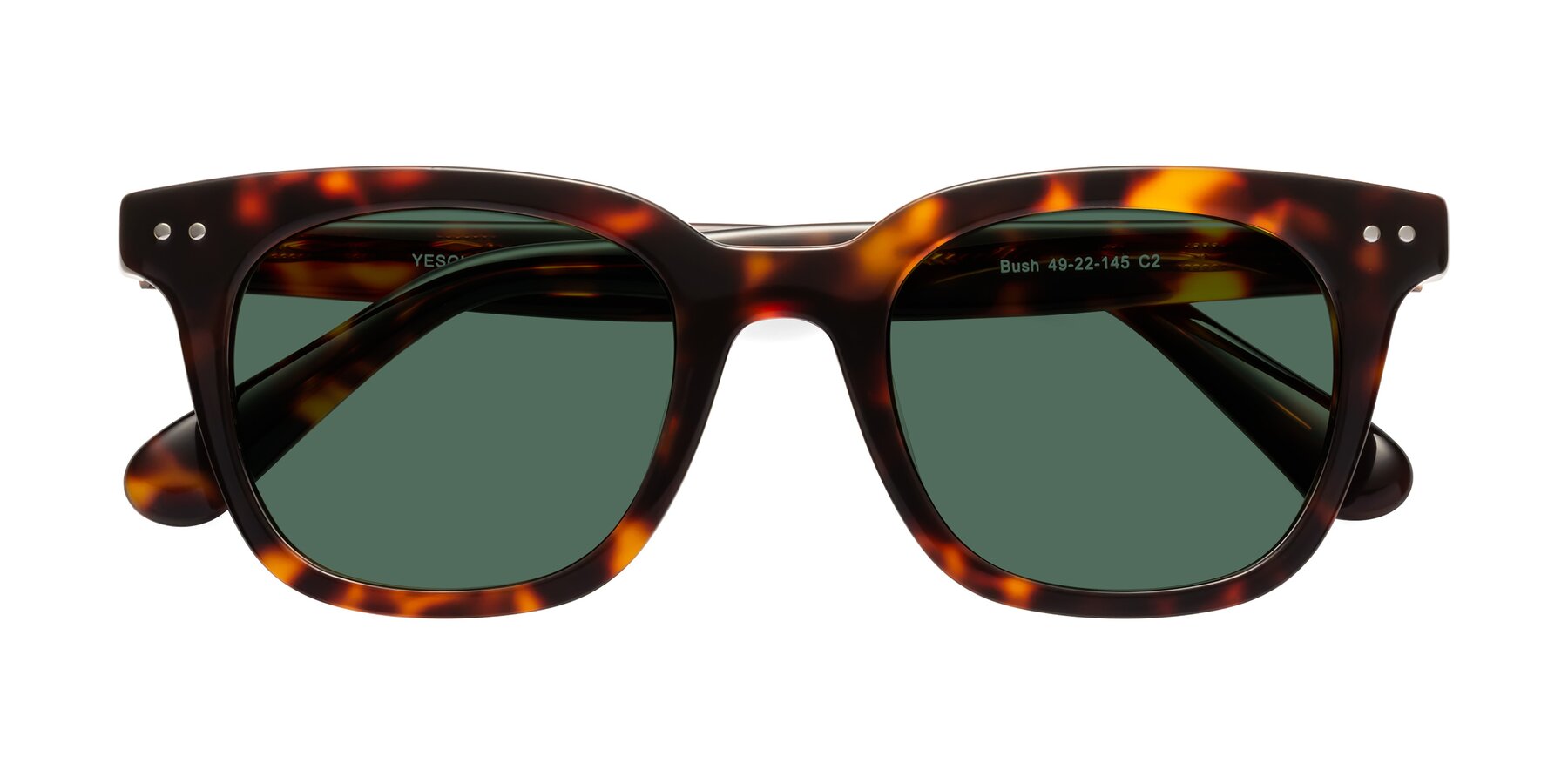 Folded Front of Bush in Tortoise with Green Polarized Lenses