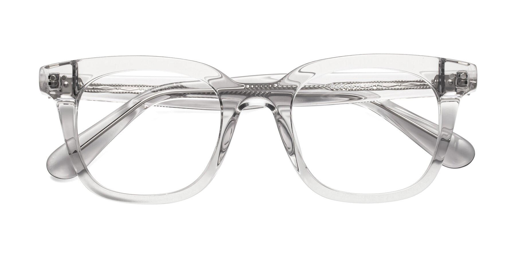 Folded Front of Bush in Clear Gray with Clear Reading Eyeglass Lenses