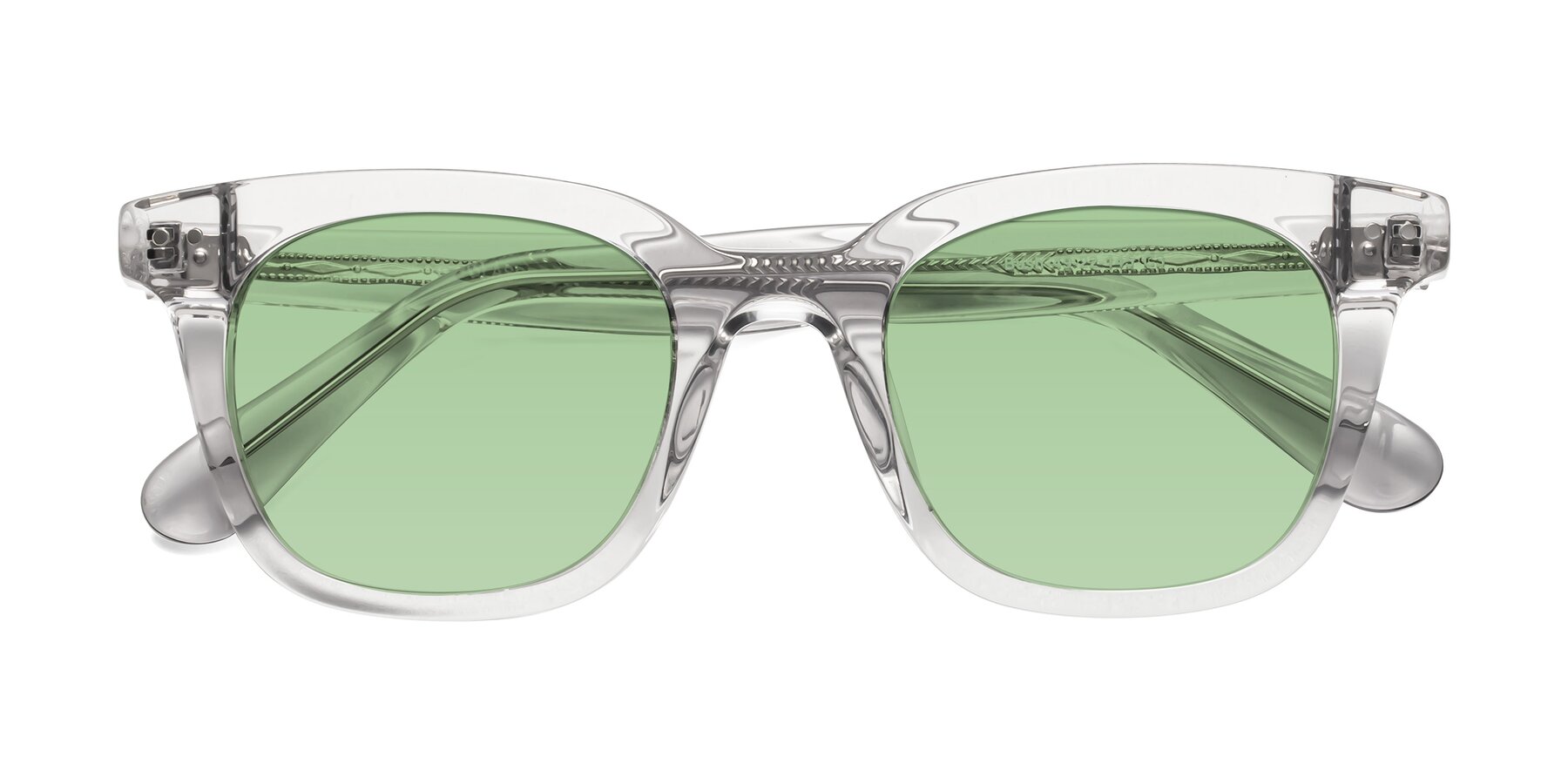 Folded Front of Bush in Clear Gray with Medium Green Tinted Lenses
