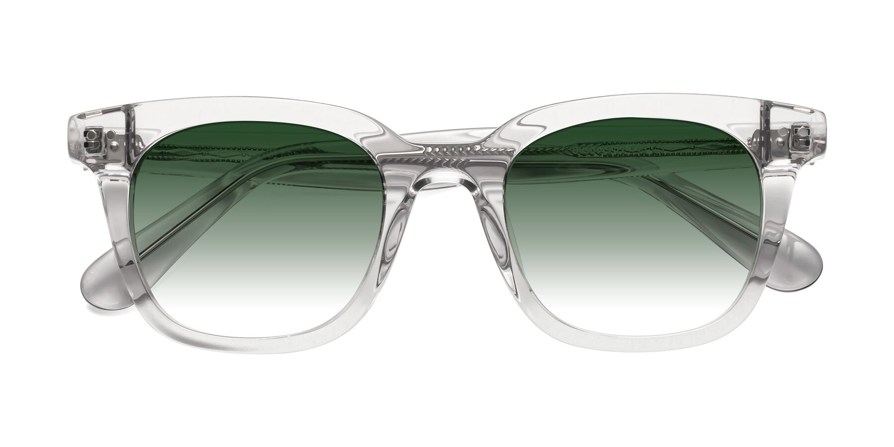Folded Front of Bush in Clear Gray with Green Gradient Lenses