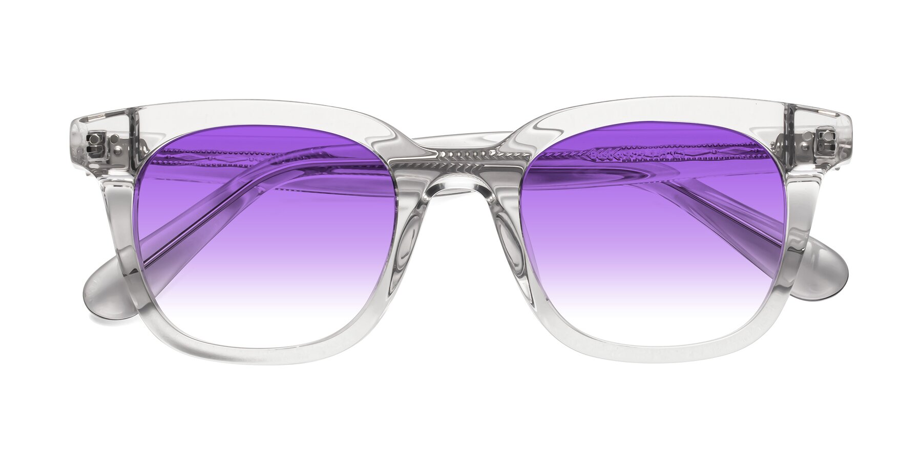 Folded Front of Bush in Clear Gray with Purple Gradient Lenses