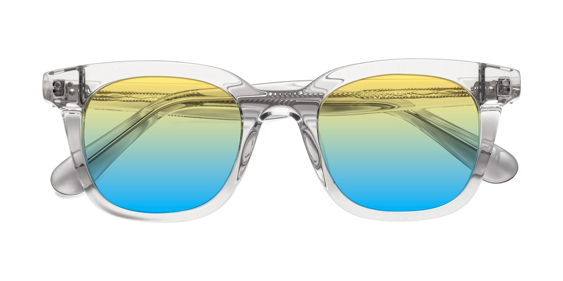 Folded Front of Bush in Clear Gray with Yellow / Blue Gradient Lenses