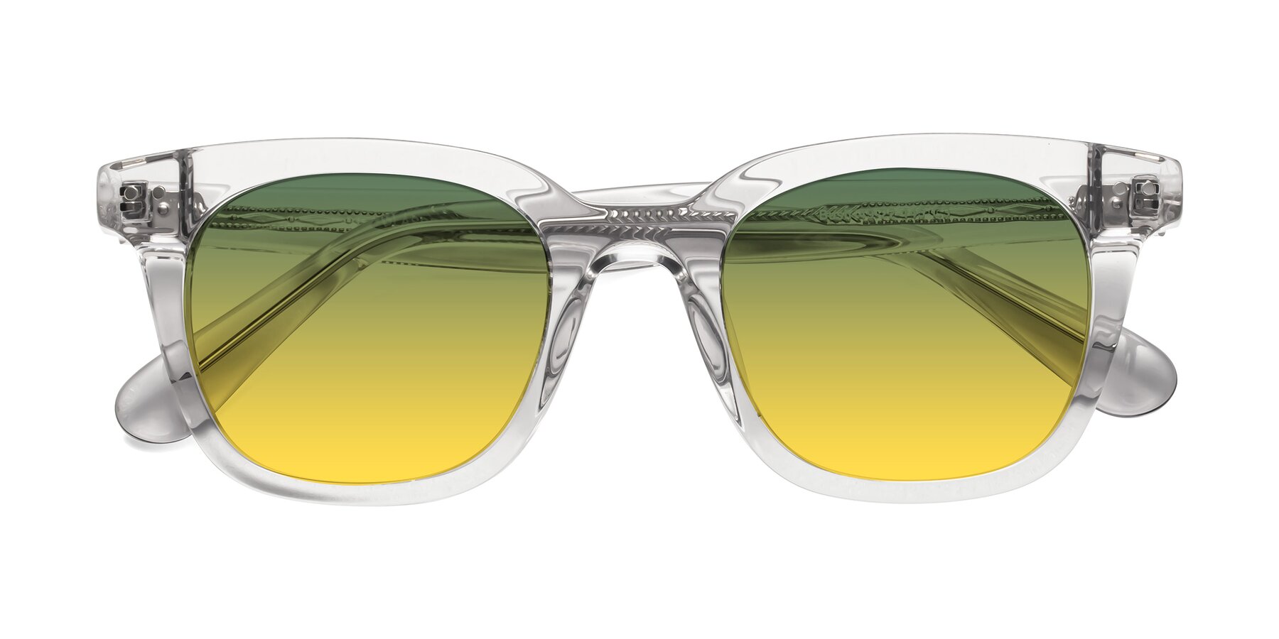 Folded Front of Bush in Clear Gray with Green / Yellow Gradient Lenses