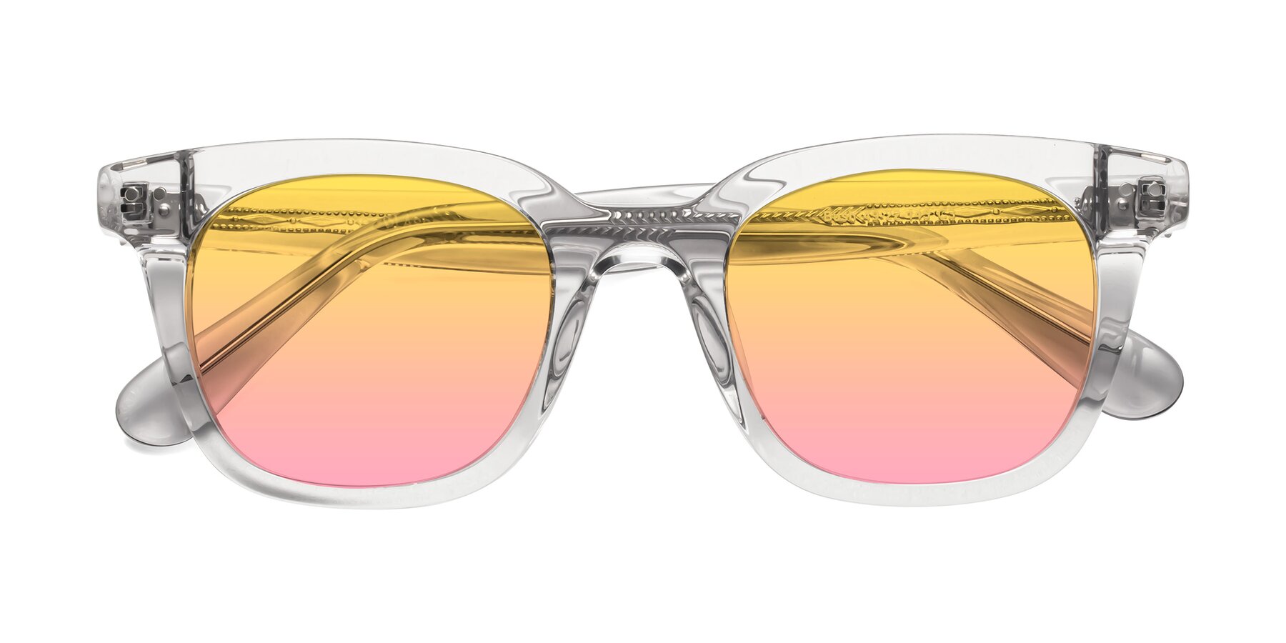 Folded Front of Bush in Clear Gray with Yellow / Pink Gradient Lenses