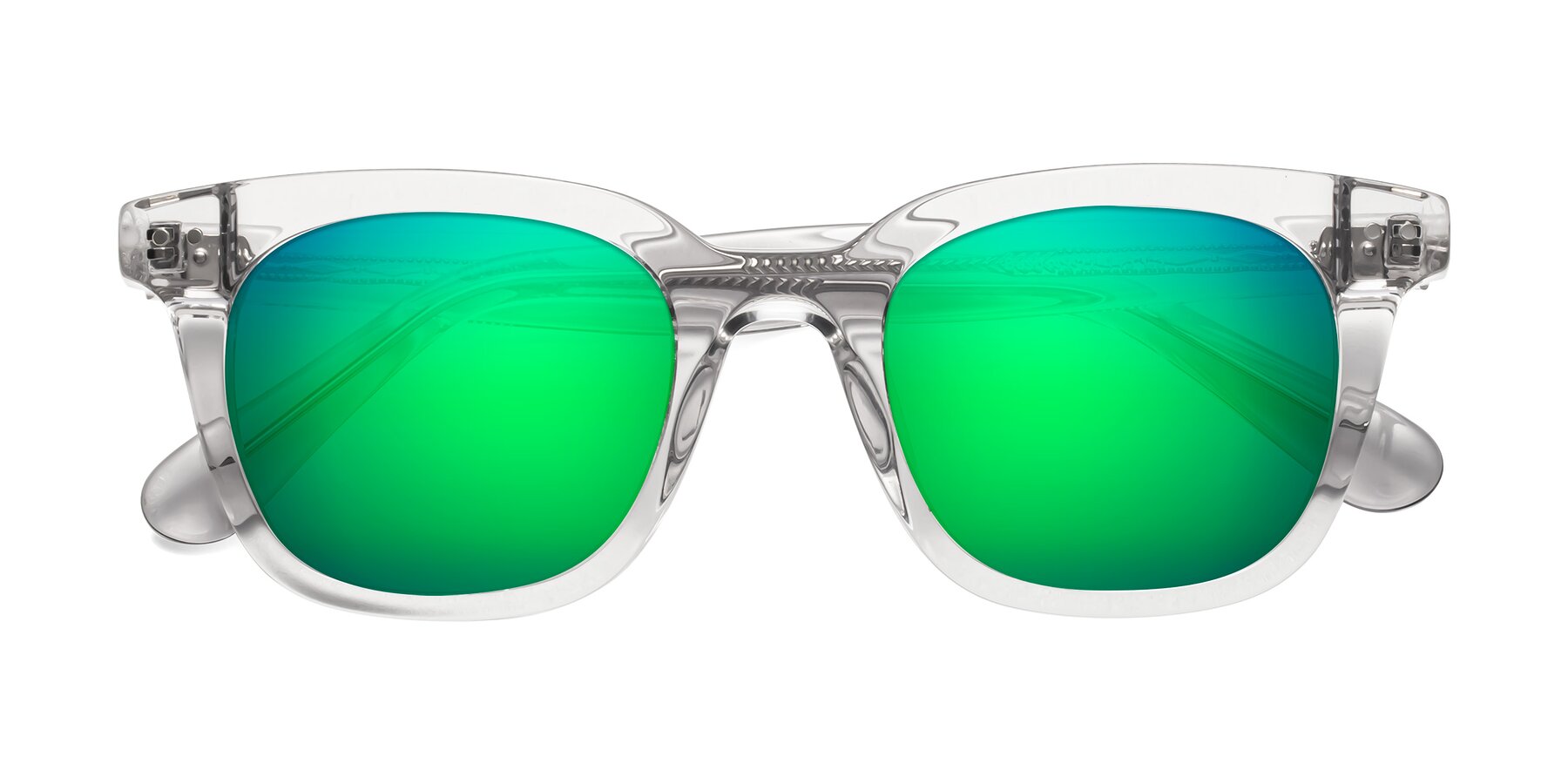 Folded Front of Bush in Clear Gray with Green Mirrored Lenses