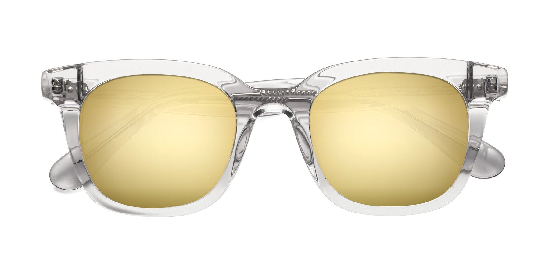 Folded Front of Bush in Clear Gray with Gold Mirrored Lenses