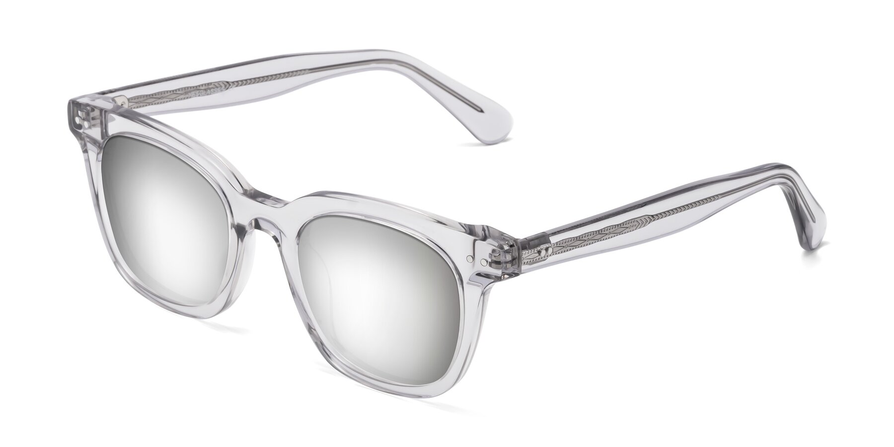 Angle of Bush in Clear Gray with Silver Mirrored Lenses