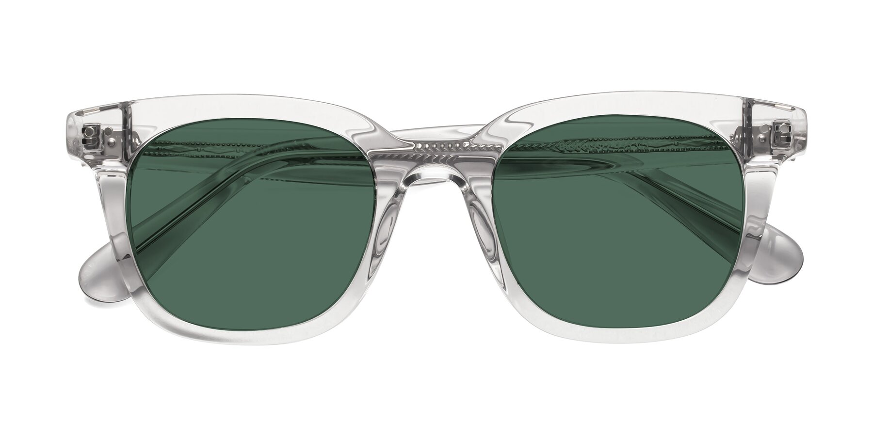 Folded Front of Bush in Clear Gray with Green Polarized Lenses