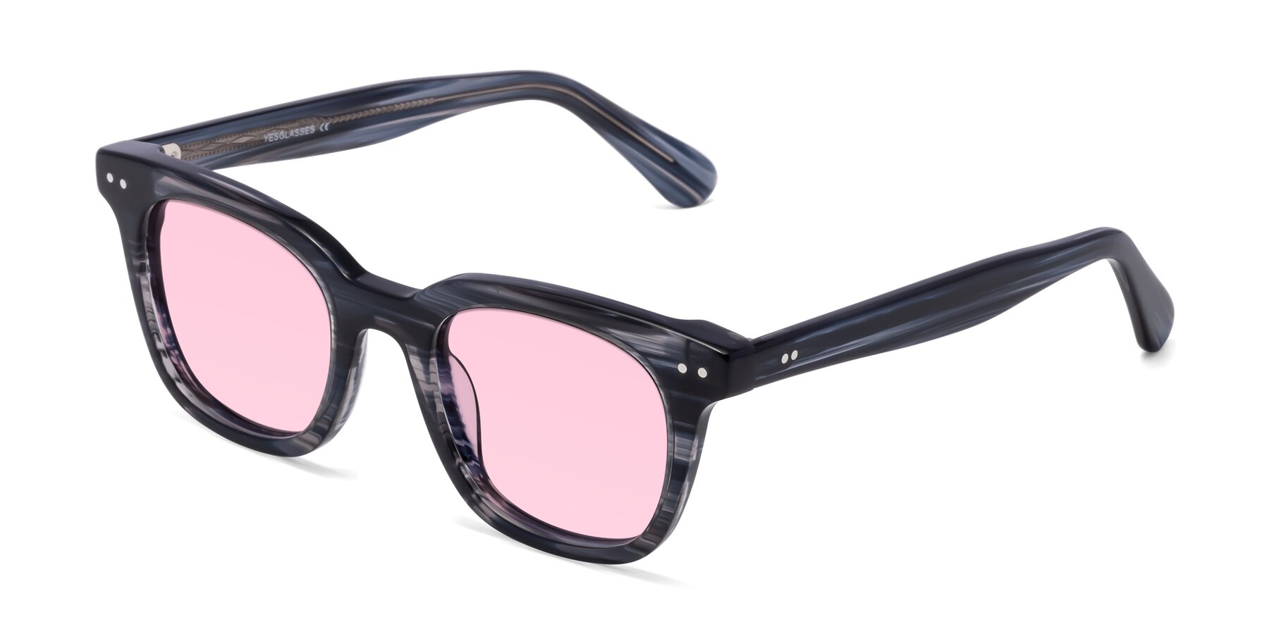 Angle of Bush in Stripe Gray with Light Pink Tinted Lenses