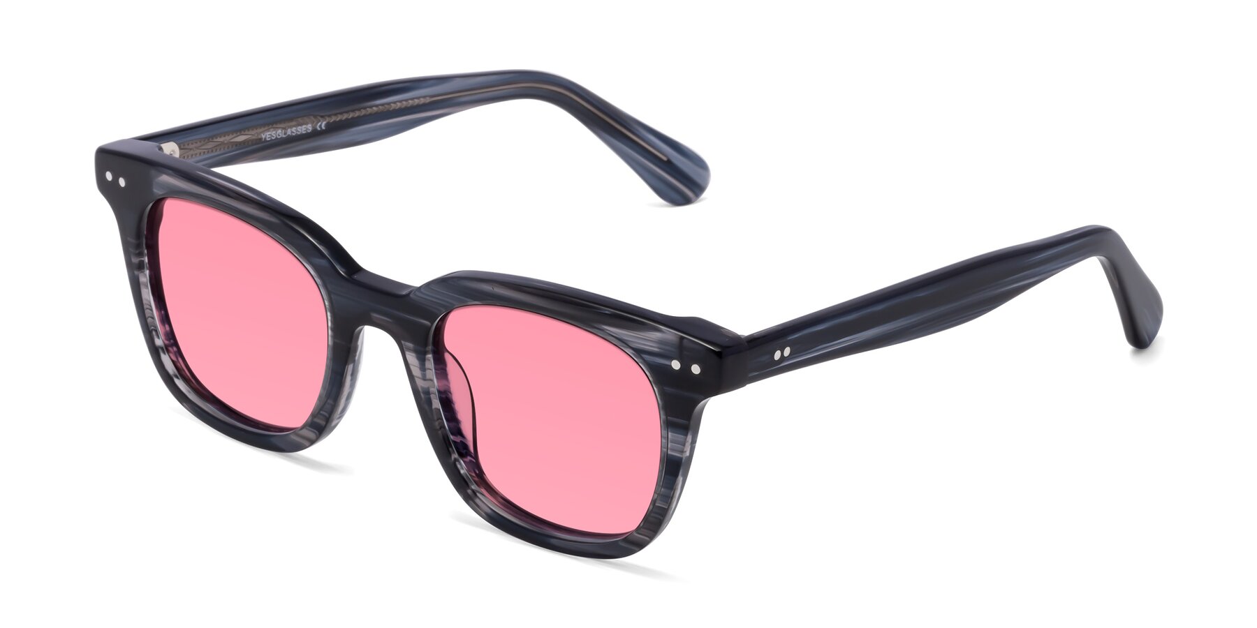 Angle of Bush in Stripe Gray with Pink Tinted Lenses