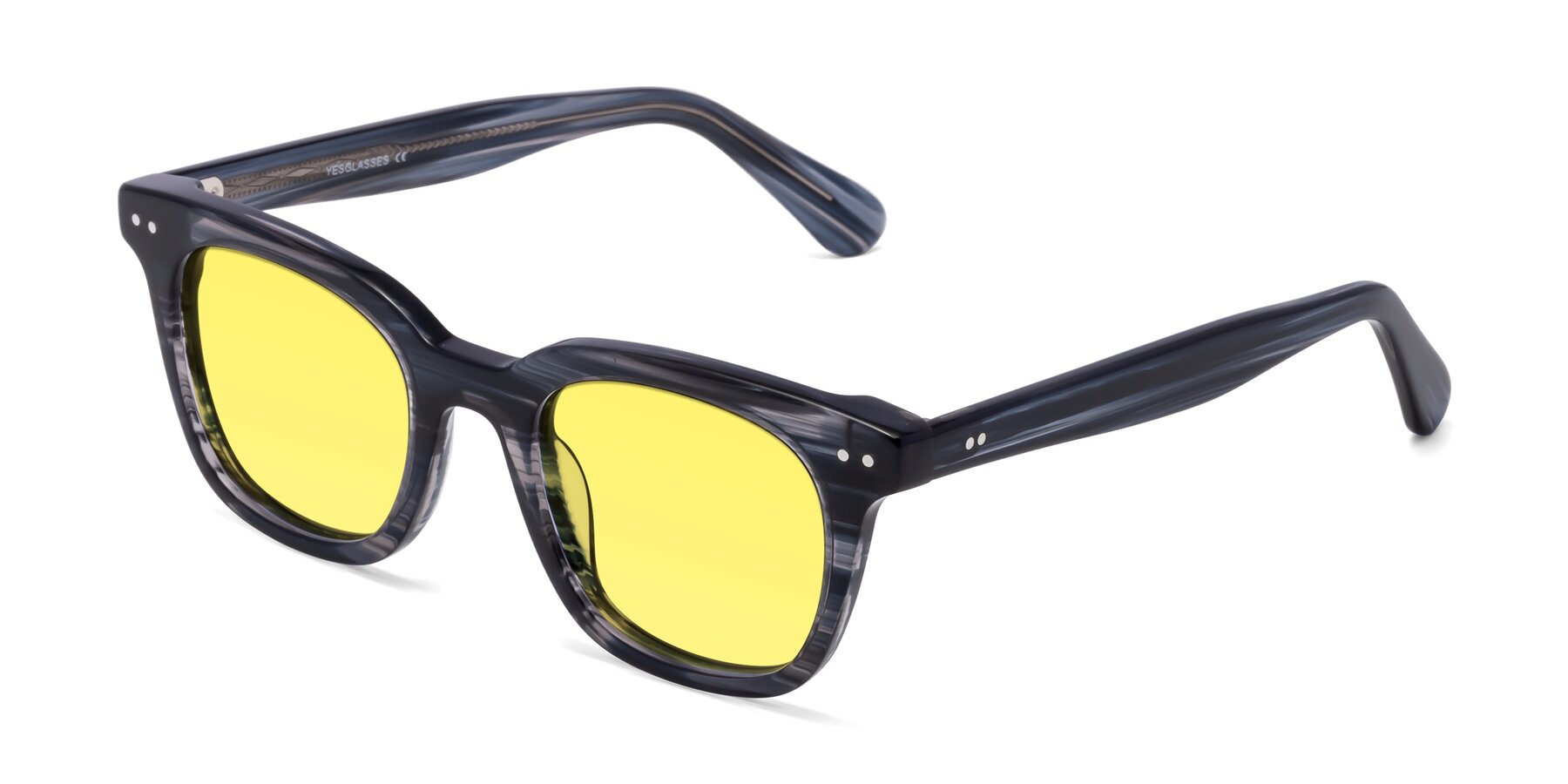 Angle of Bush in Stripe Gray with Medium Yellow Tinted Lenses