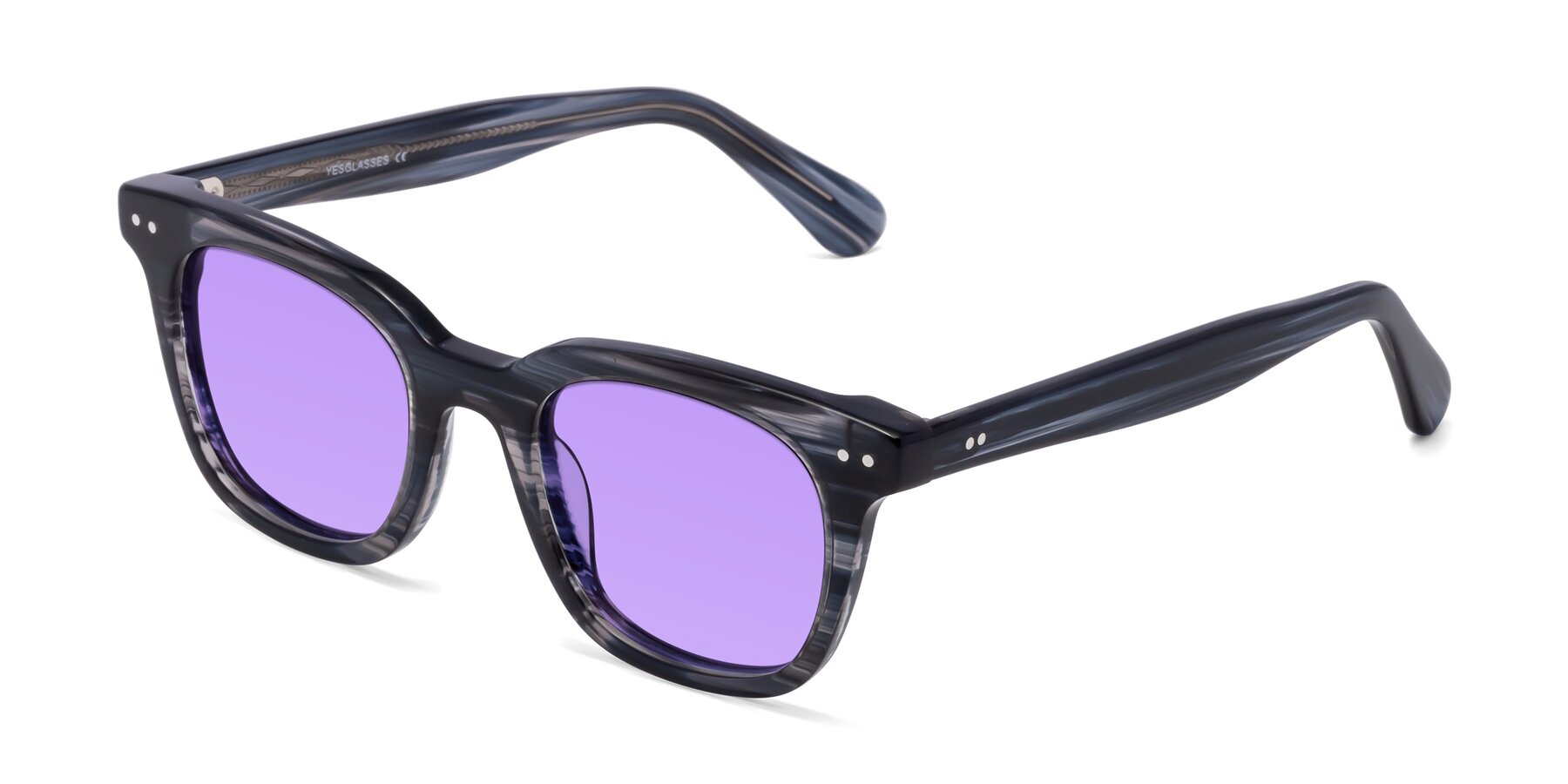 Angle of Bush in Stripe Gray with Medium Purple Tinted Lenses