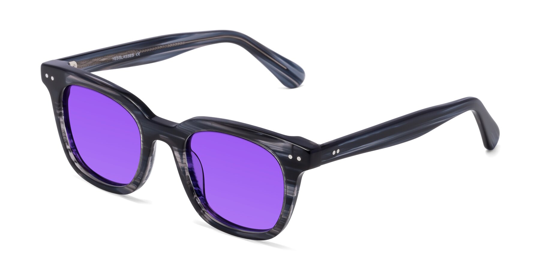 Angle of Bush in Stripe Gray with Purple Tinted Lenses