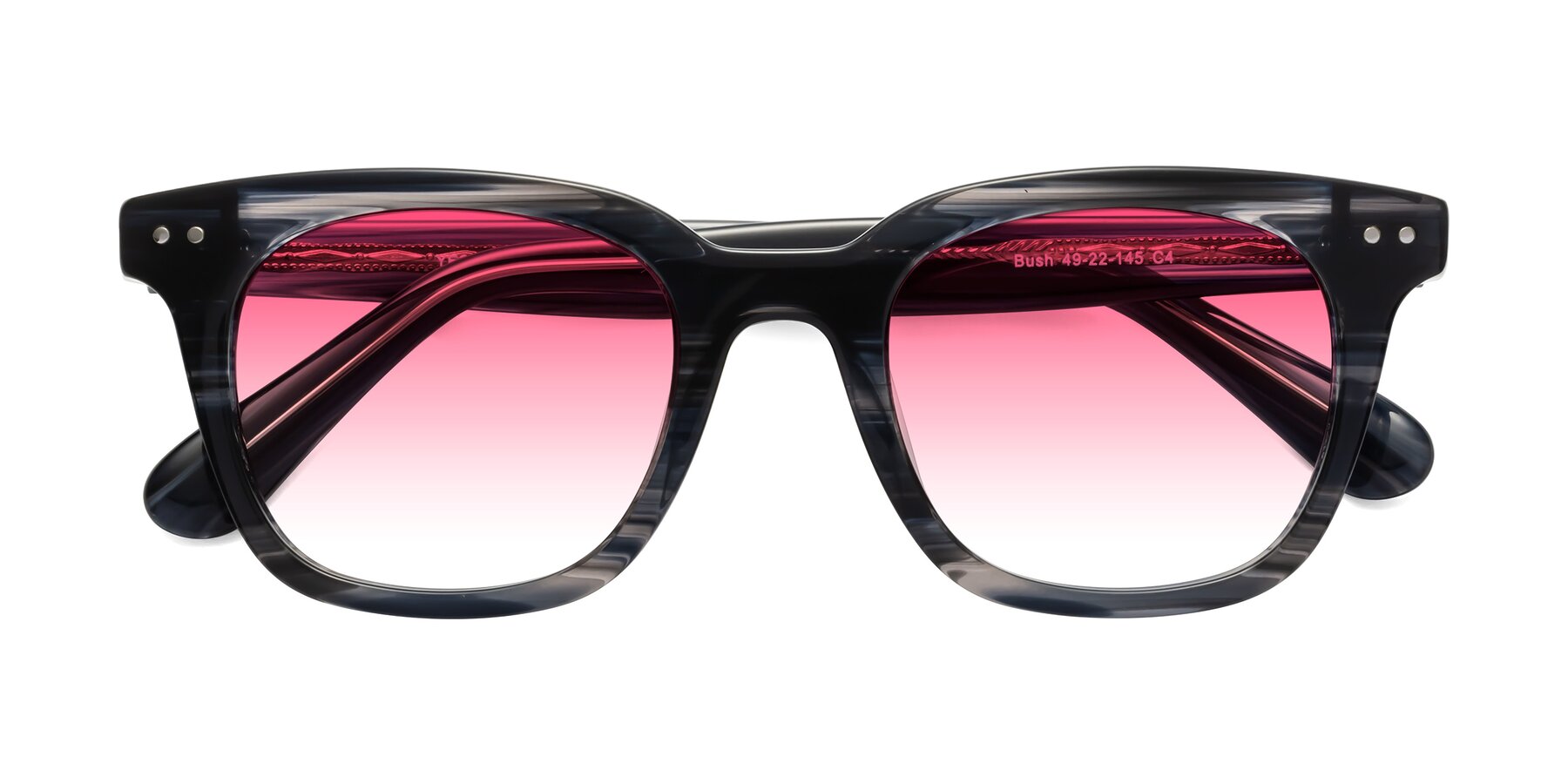 Folded Front of Bush in Stripe Gray with Pink Gradient Lenses