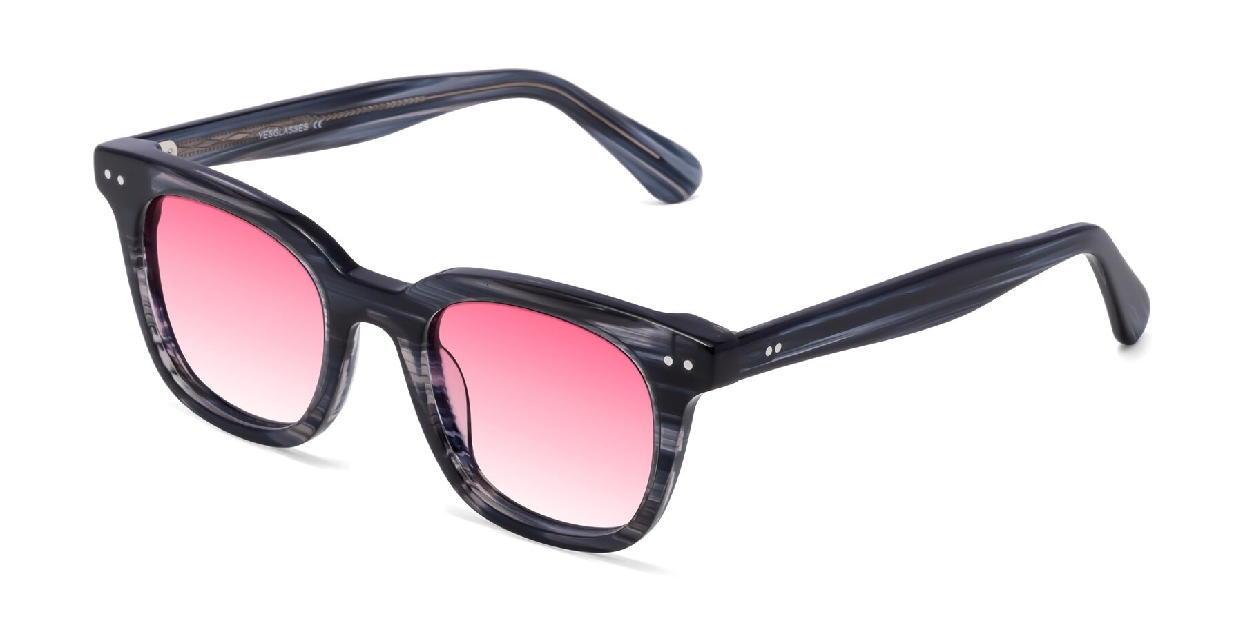 Angle of Bush in Stripe Gray with Pink Gradient Lenses