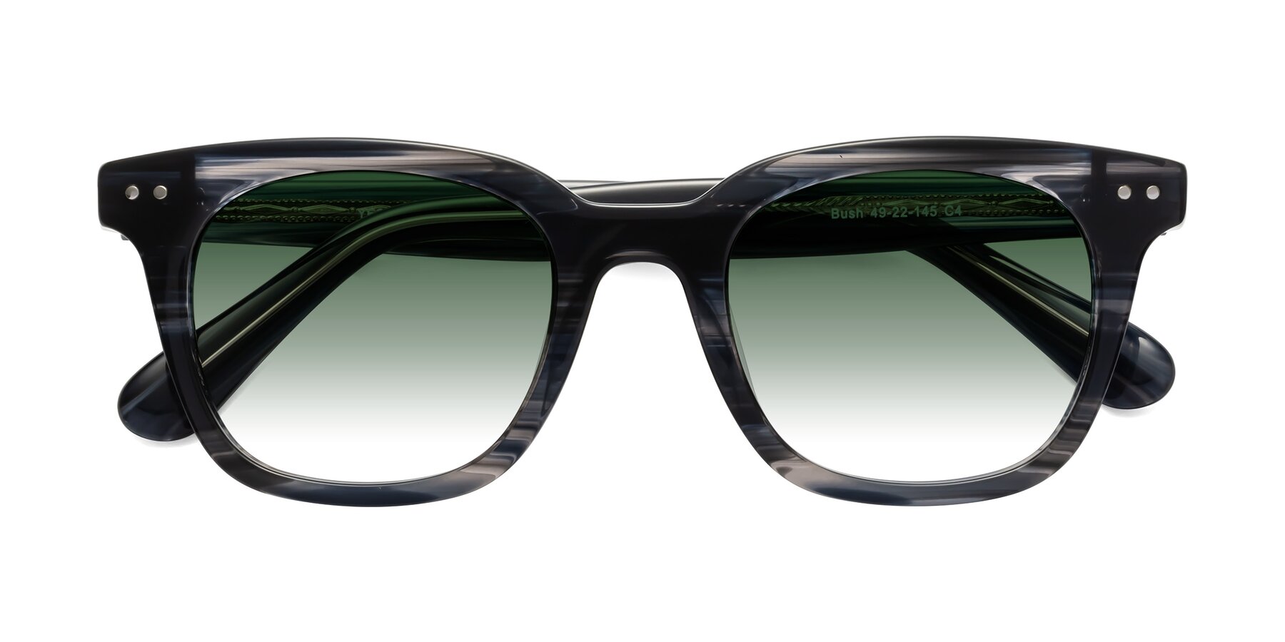 Folded Front of Bush in Stripe Gray with Green Gradient Lenses