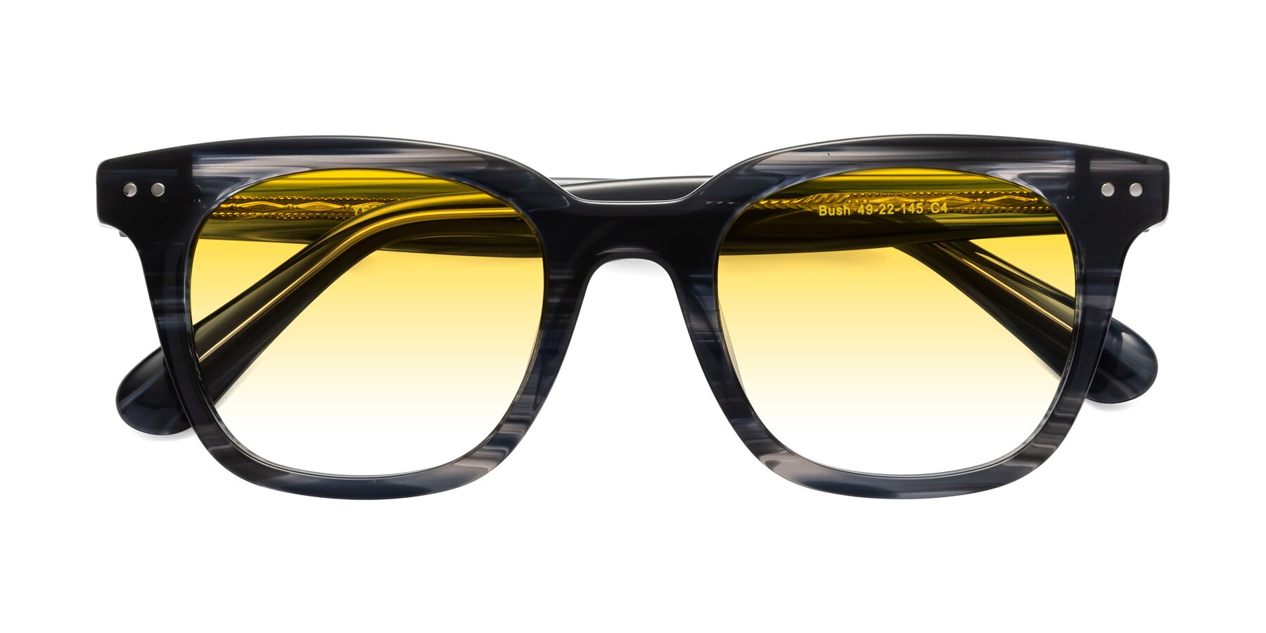 Folded Front of Bush in Stripe Gray with Yellow Gradient Lenses