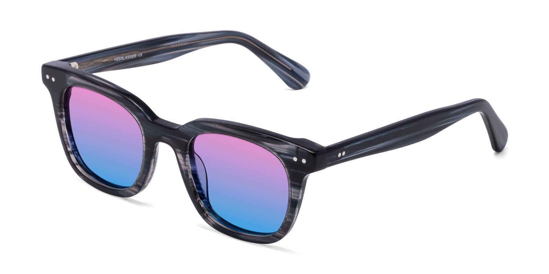 Angle of Bush in Stripe Gray with Pink / Blue Gradient Lenses