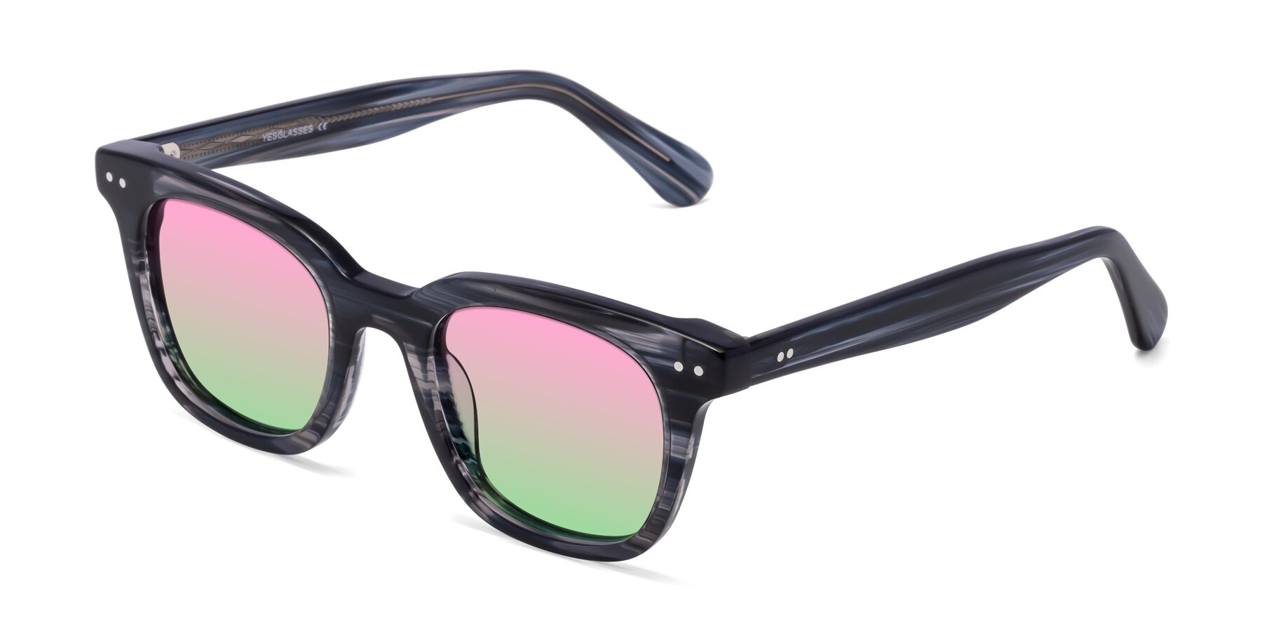 Angle of Bush in Stripe Gray with Pink / Green Gradient Lenses